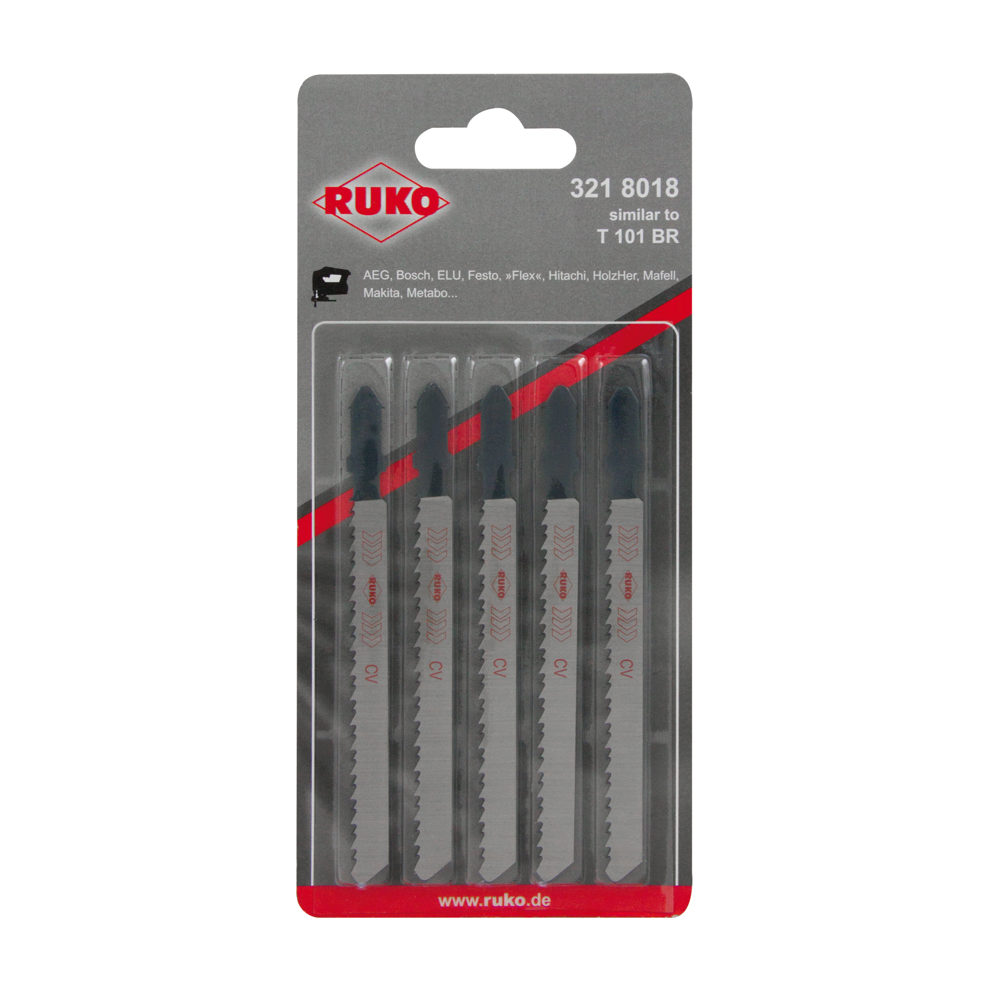 Пилка для лобзика T101BR HCS 100мм 9Tpi 5шт Ruko 3218018