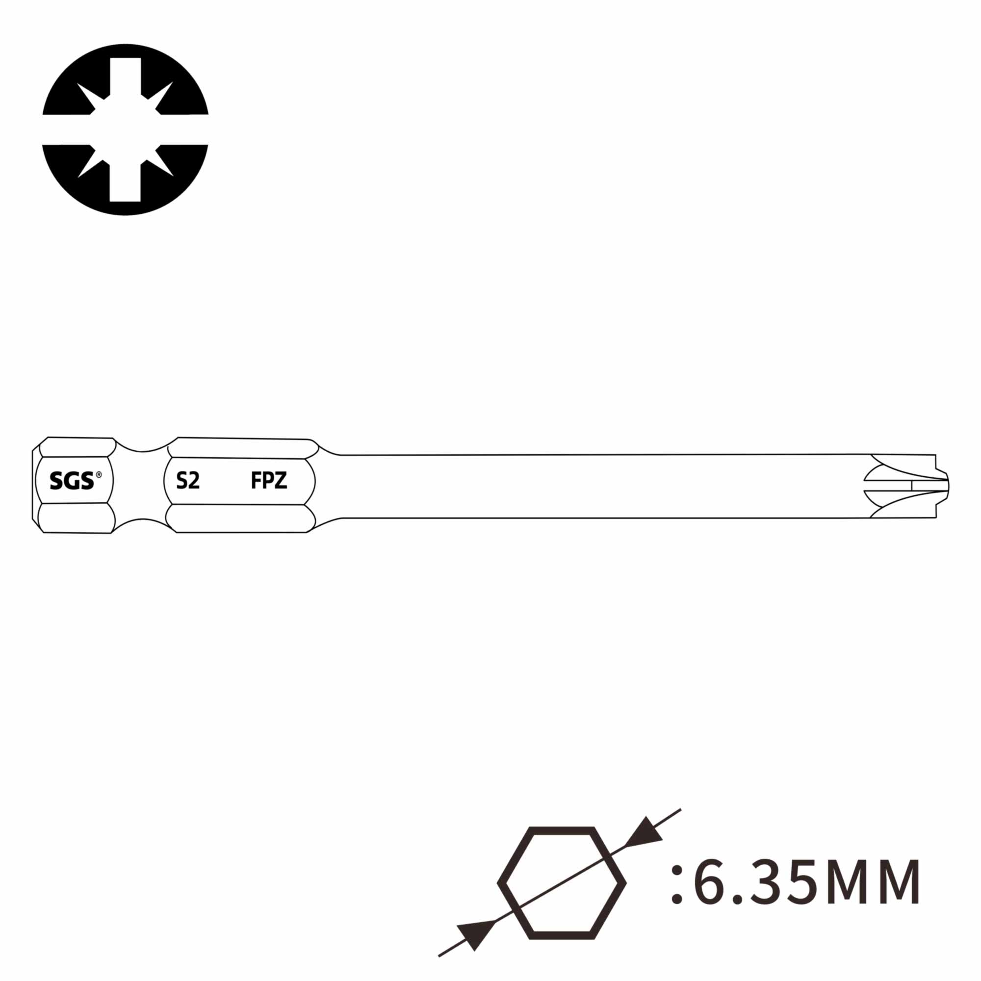 Бита для автоматов SGS Plus/Minus SL/PZ1х50мм 7049PZM 10шт 32494-10
