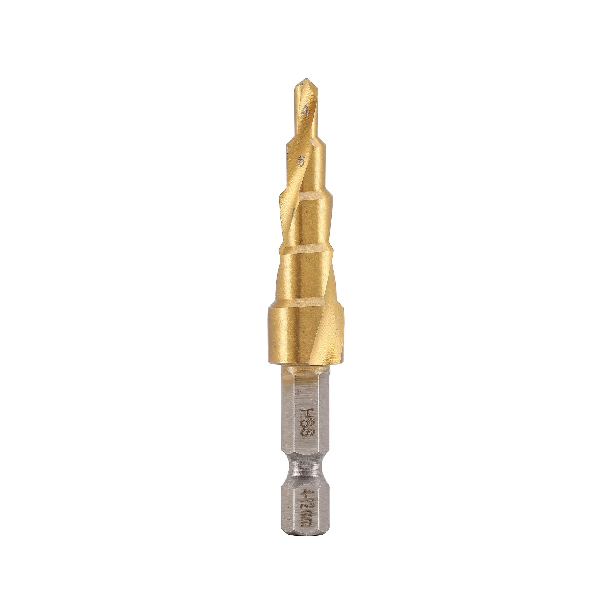 Сверло ступенчатое по металлу H-Tools 4-12мм HSS-G 9ступ. L=65мм хв. 6-гр 1/4" 101050-9TX