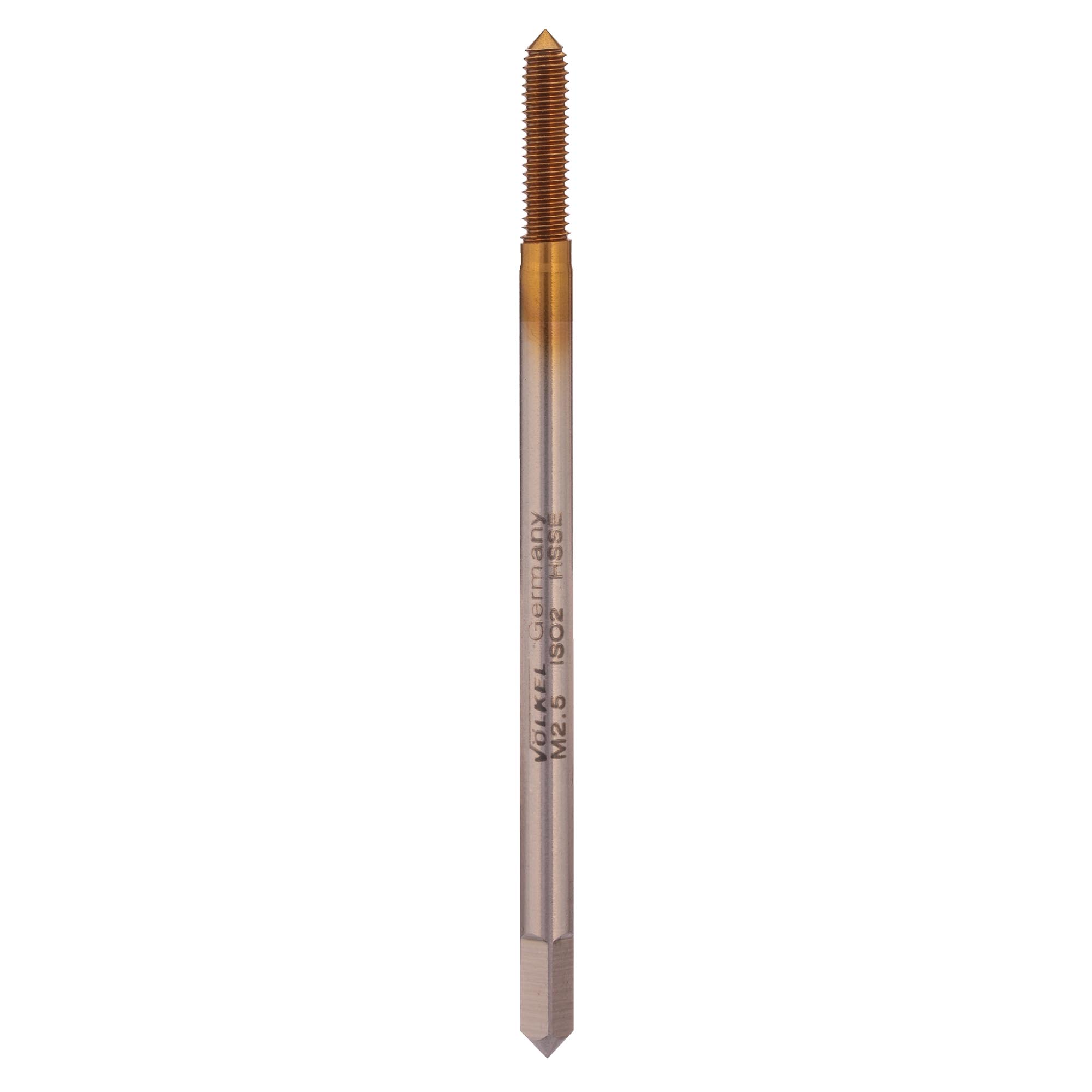 Раскатник для накатки резьбы Volkel HSSE TiN DIN371 6h метрическая резьба М2,5х0,45 35528
