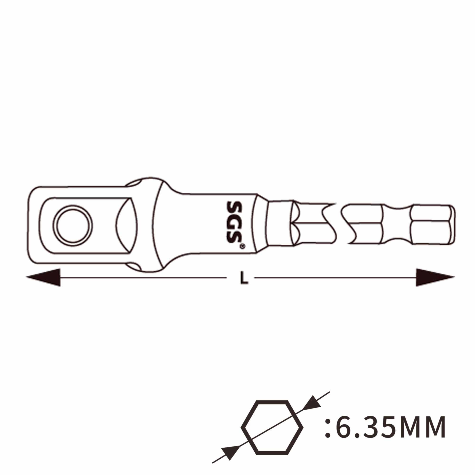Адаптер для торцевой головки SGS 1/4"х65мм 1шт 6365Q14