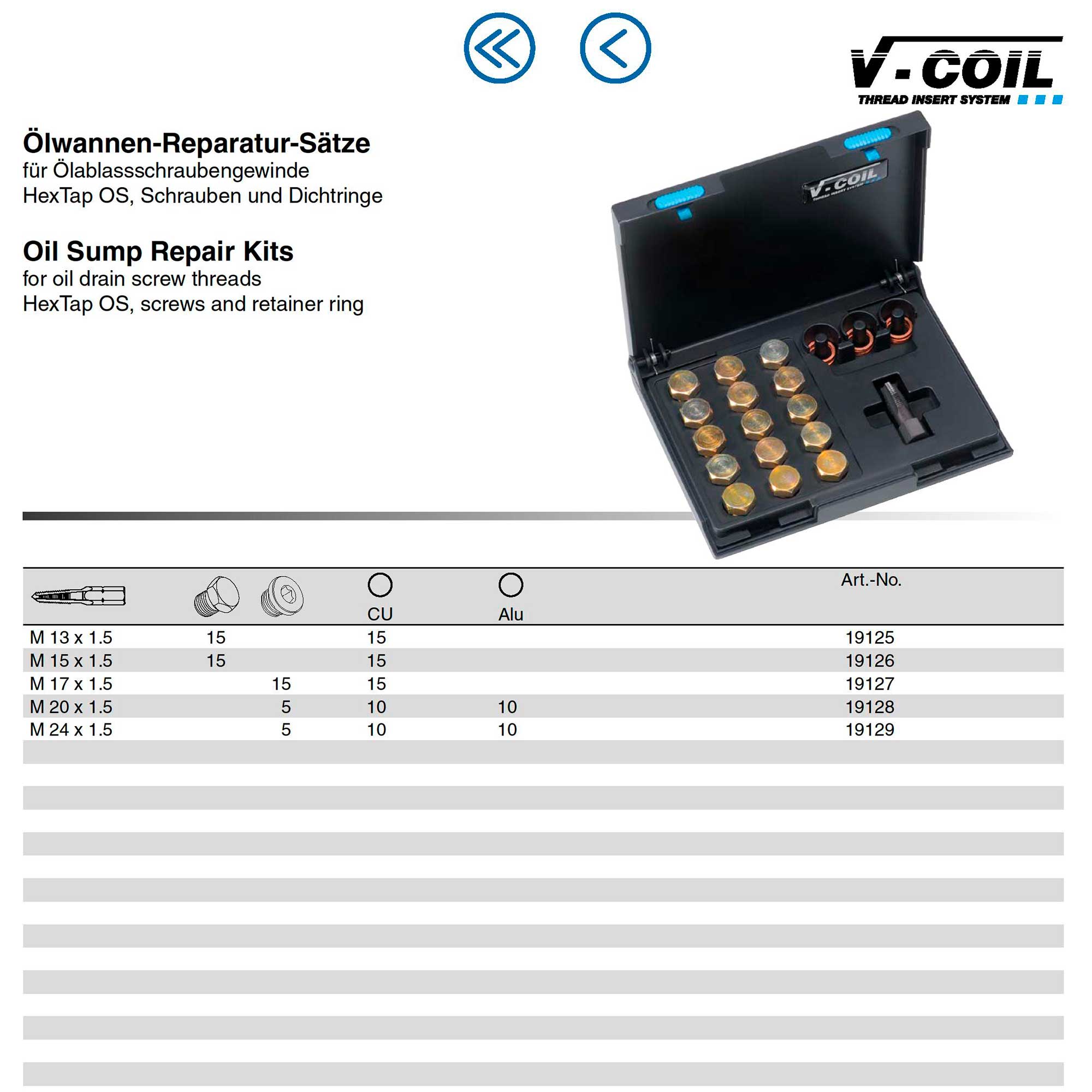 Набор для восстановления резьбы М24х1,5 26пр V-Coil Volkel 19129