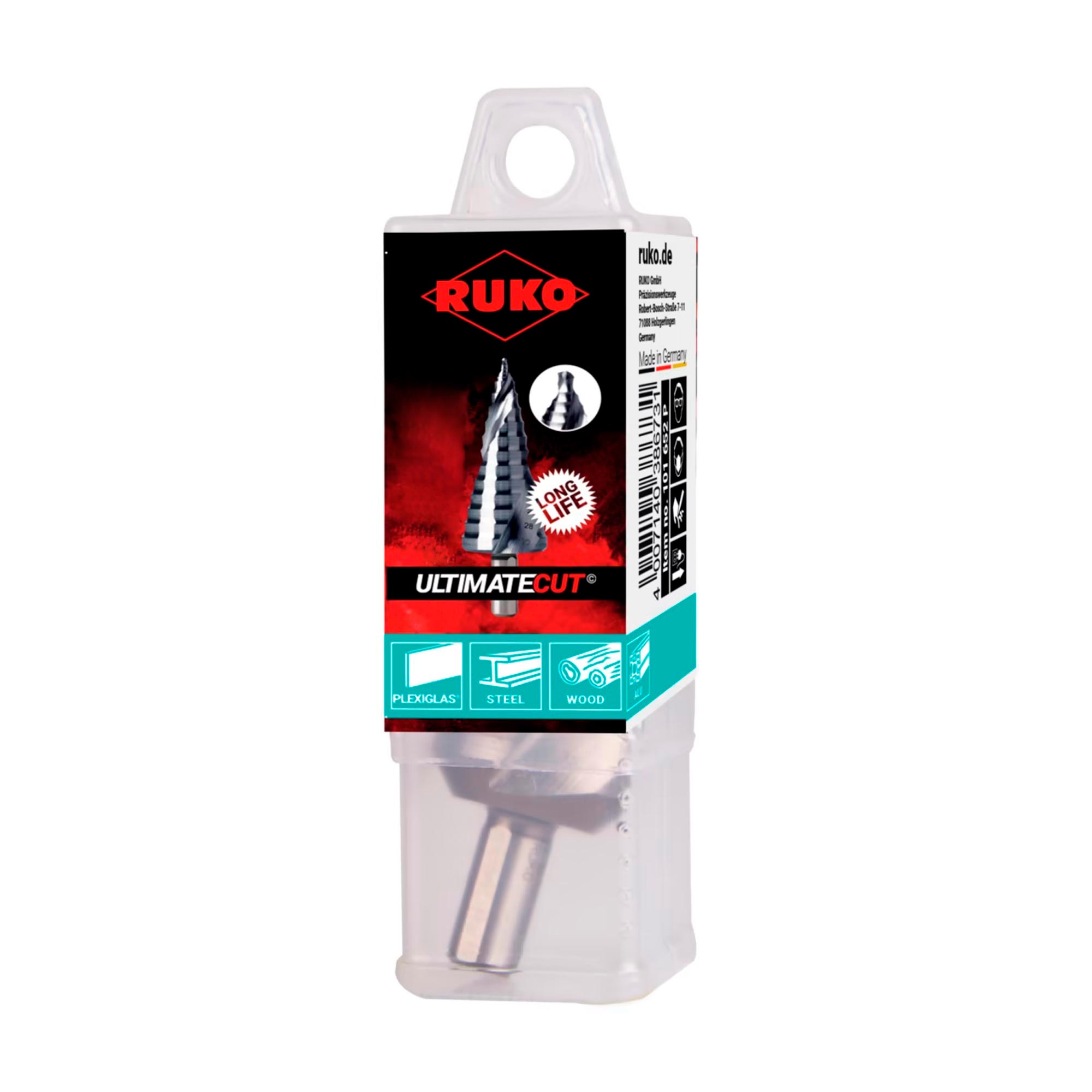 Сверло ступенчатое UltimateCUT FlowStep Ruko 6-38мм HSS-G 12ступ. L=101мм d=10мм 101653