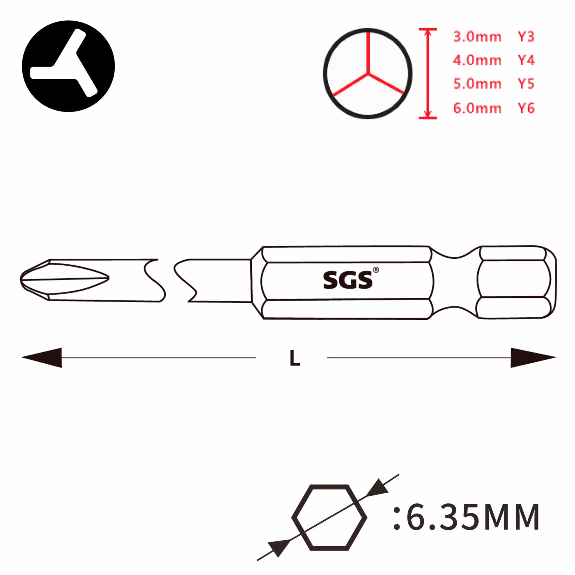 Бита SGS Tri-Wing TW3х50мм S2 1шт 6350-Y3.0