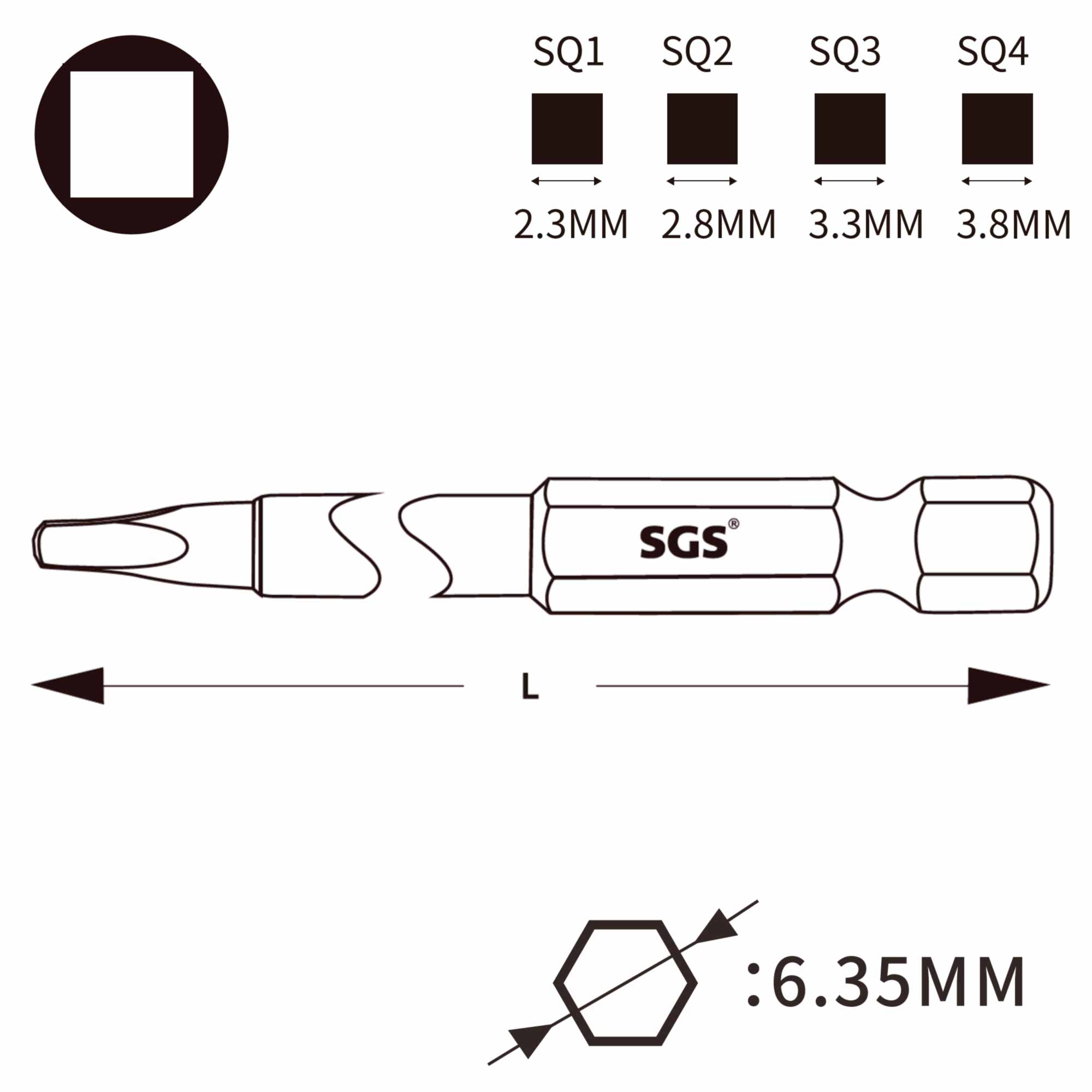 Бита SGS Robertson SQ №2 х50мм 6350SQ2