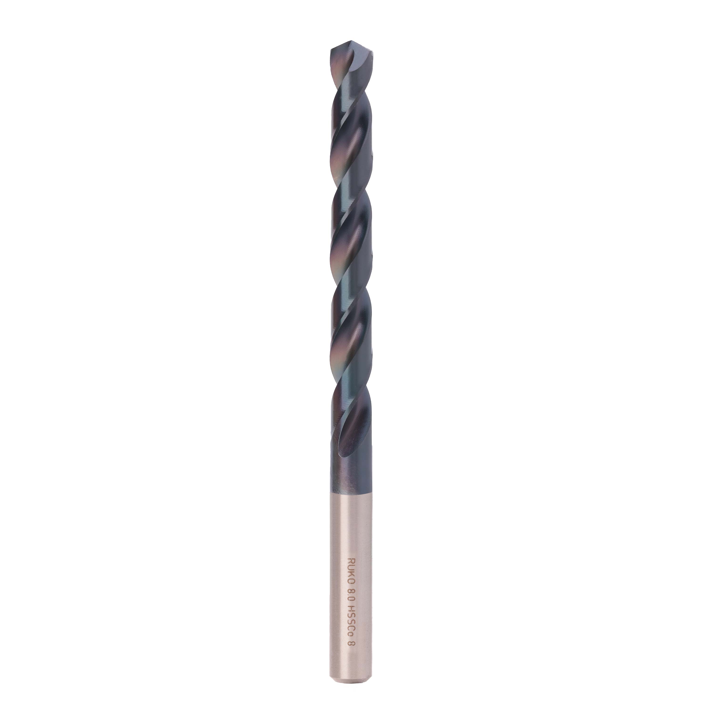 Сверло по металлу Ruko 8x117/75мм DIN338 HSSE-Co8 TiALN h8 5xD 130° 281080EF