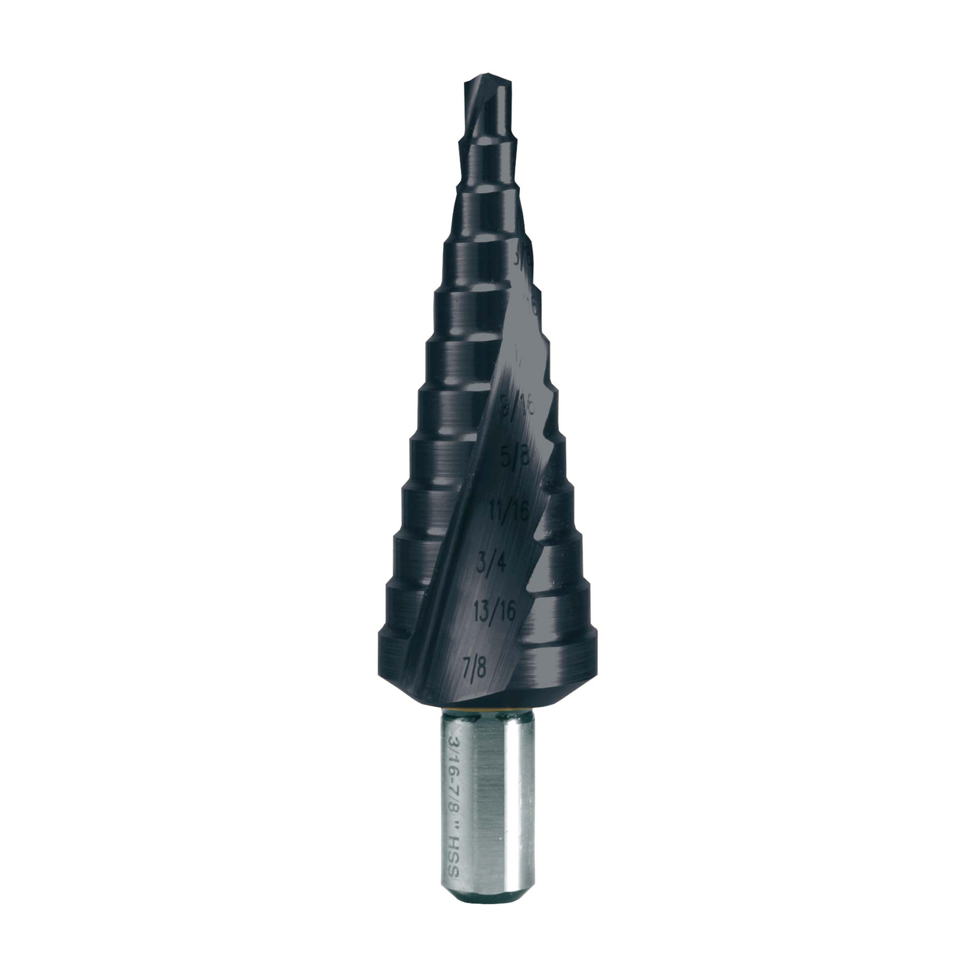 Сверло ступенчатое дюймовое Ruko 3/16-7/8" HSS-G TiALN 12ступ. d=3/8" 101704F