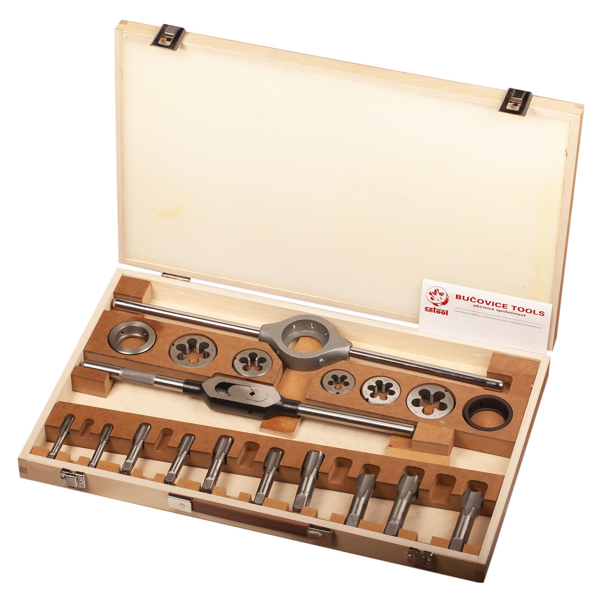 Набор метчиков и плашек Bucovice Tools UNF 1/2"-1,0" 115CrV3 19пр 316200