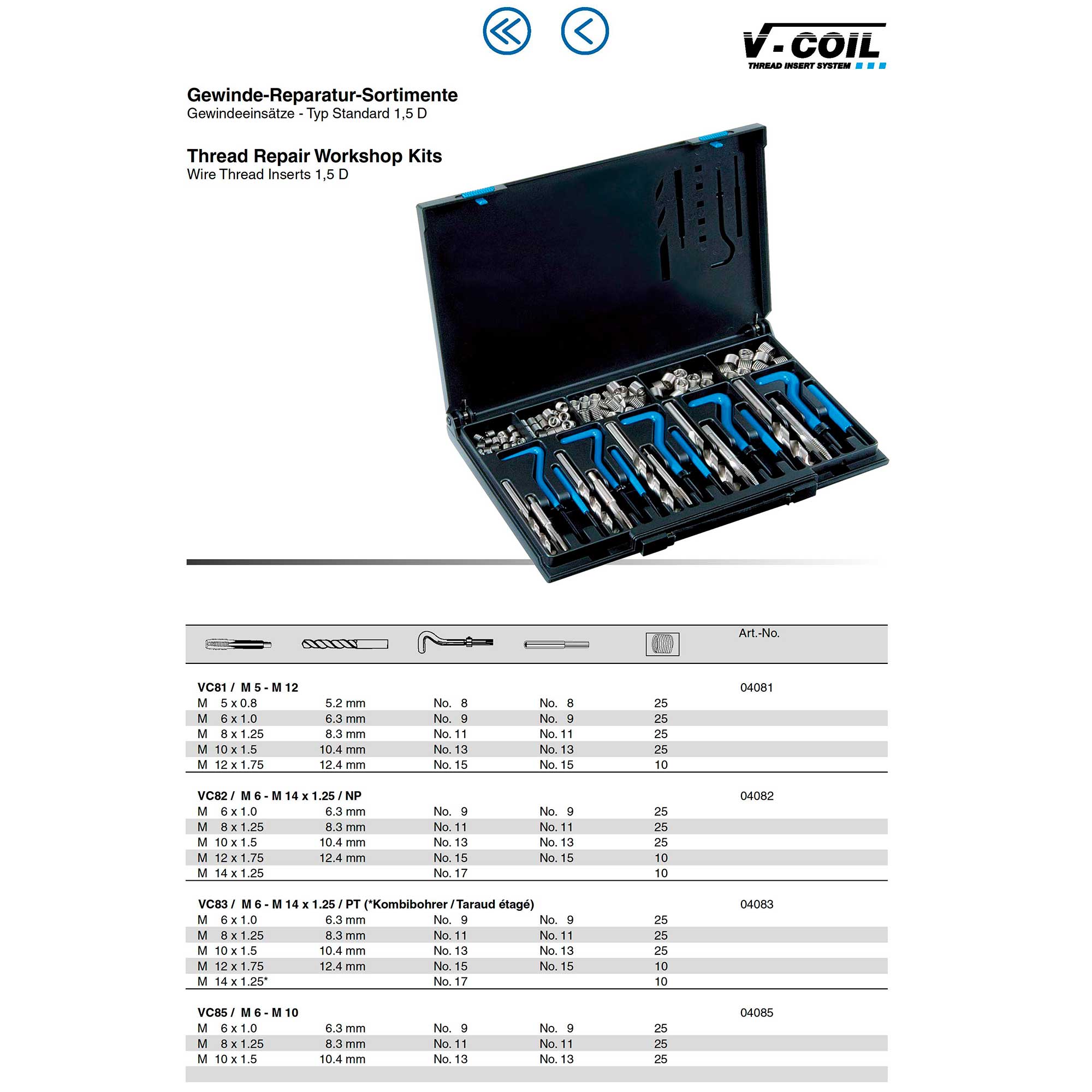 Набор для восстановления резьбы VC83 М6-М14х1,25 103пр V-Coil Volkel 04083