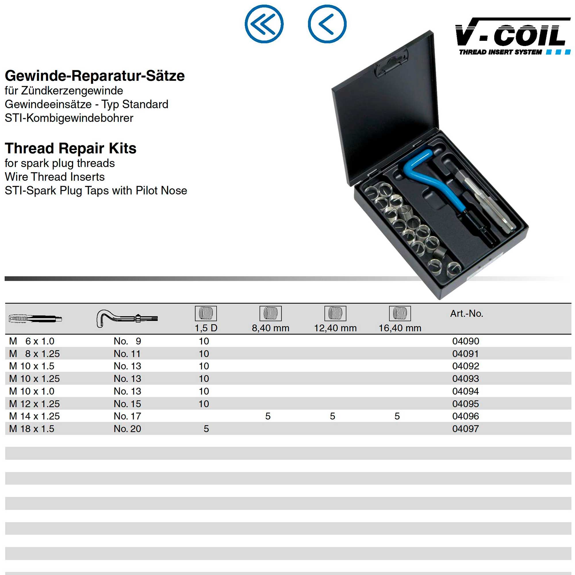 Набор для восстановления резьбы М12х1,25 12пр V-Coil CombiTap Volkel 04095
