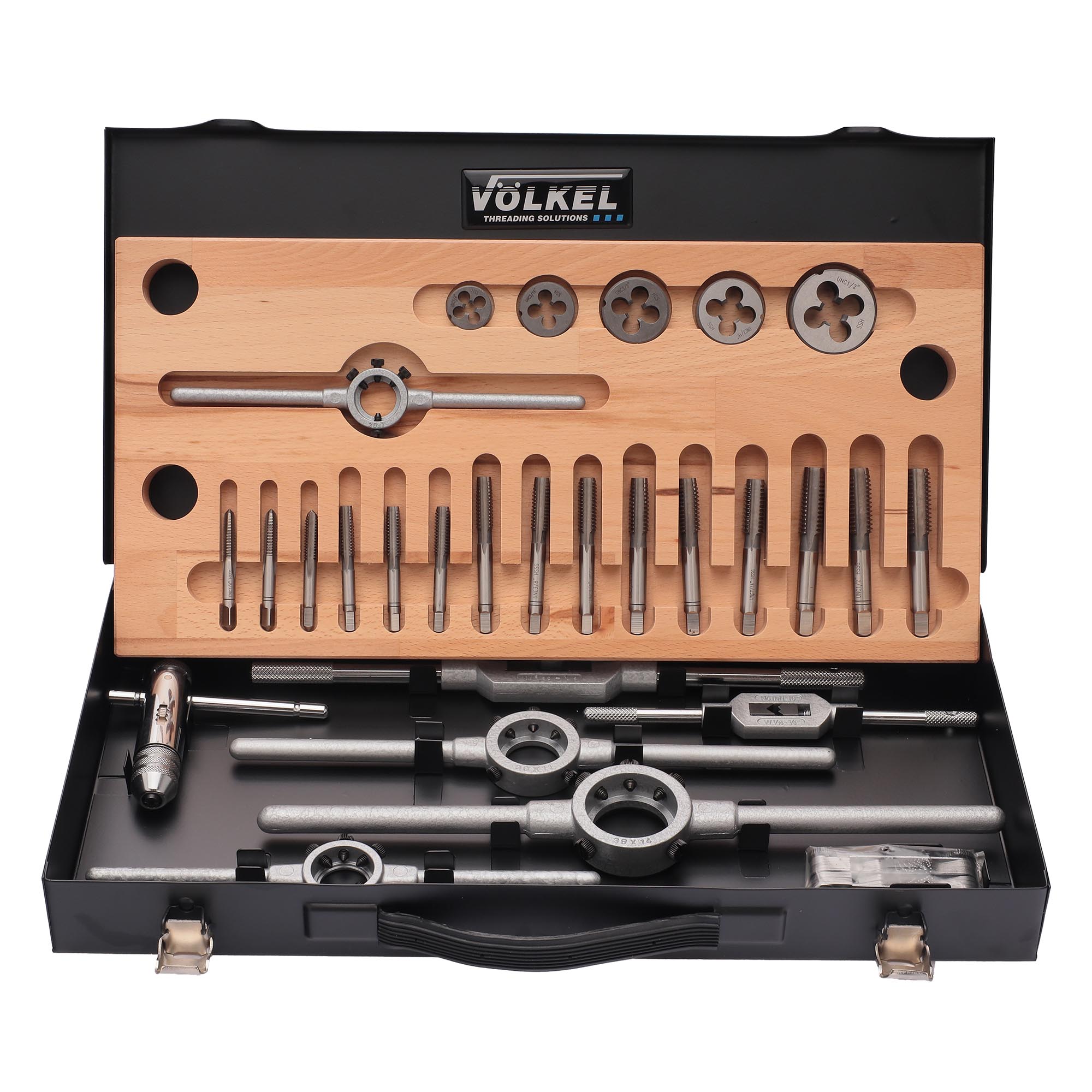 Набор метчиков и плашек Volkel UNC 1/4"-1/2" HSS-G 28пр 48050