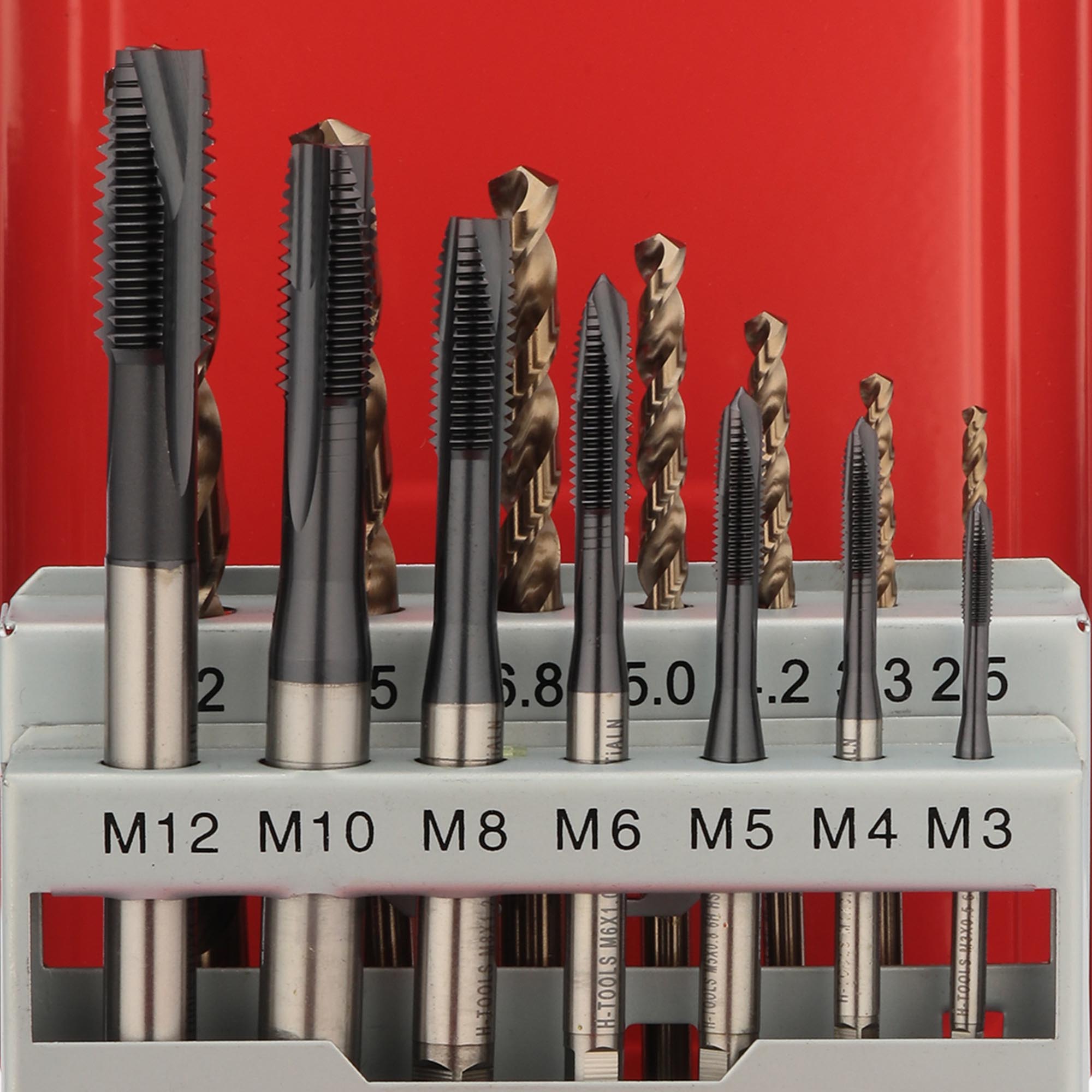 Набор машинных метчиков H-Tools M3-M12 HSSE-TiALN DIN371/376 14пр 245051FHT