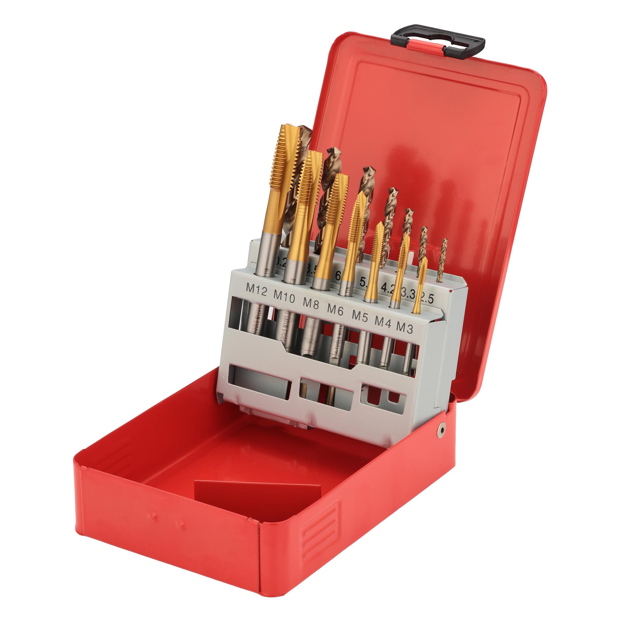 Набор машинных метчиков H-Tools M3-M12 HSSE-TiN DIN371/376 14пр 245051THT