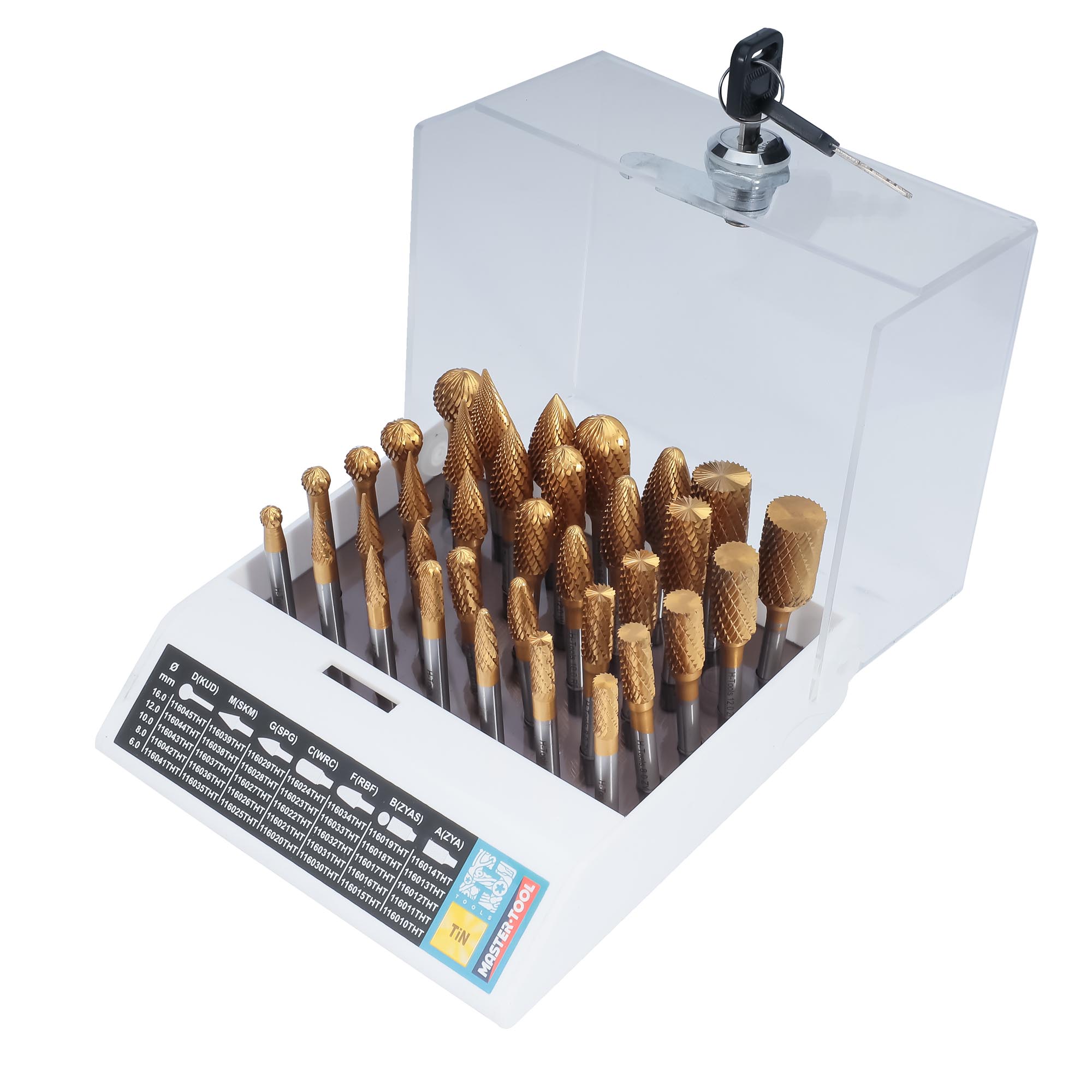 Набор бор-фрез твердосплавных H-Tools 35шт HM TiN S=6мм 116008THT