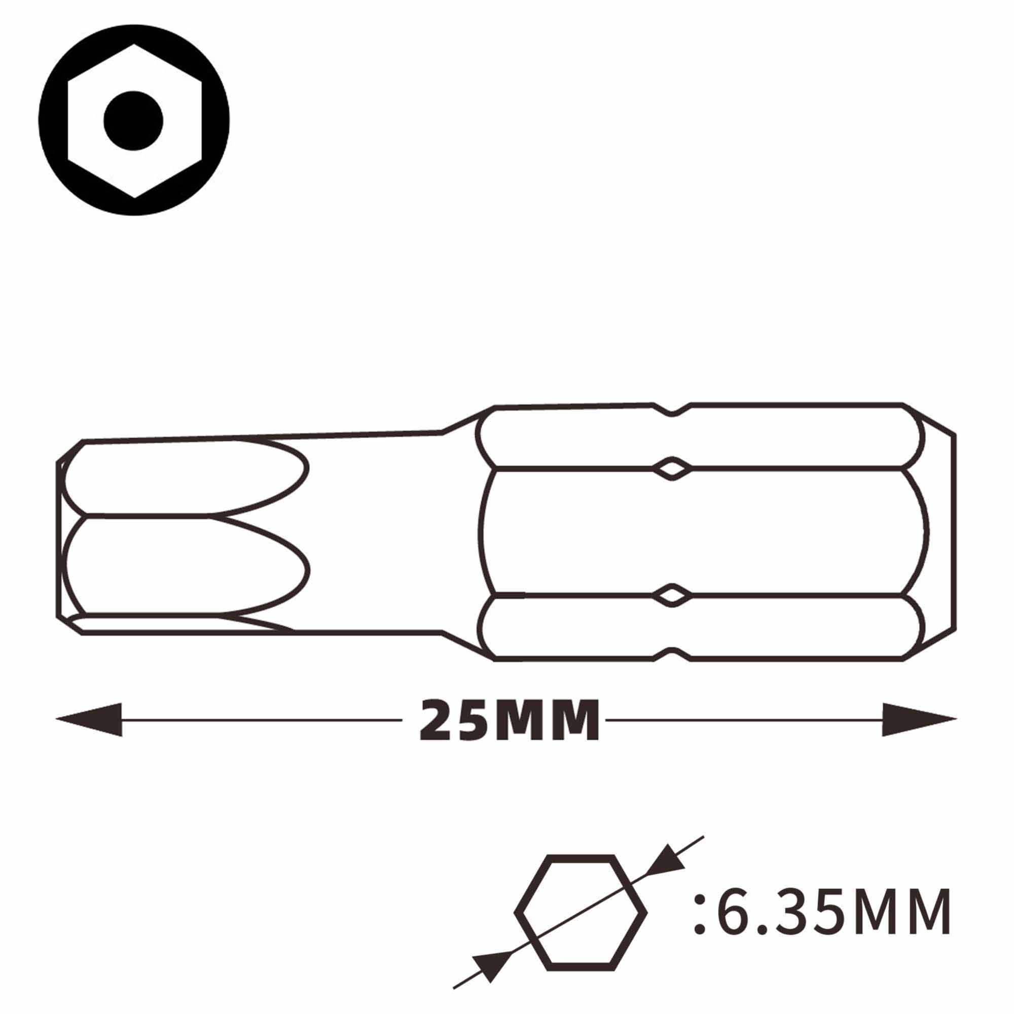 Бита шестигранная HEX 2,78мм 7/64"TR х25мм Standard (с отверстием) Wiha 7013ZTR 20559
