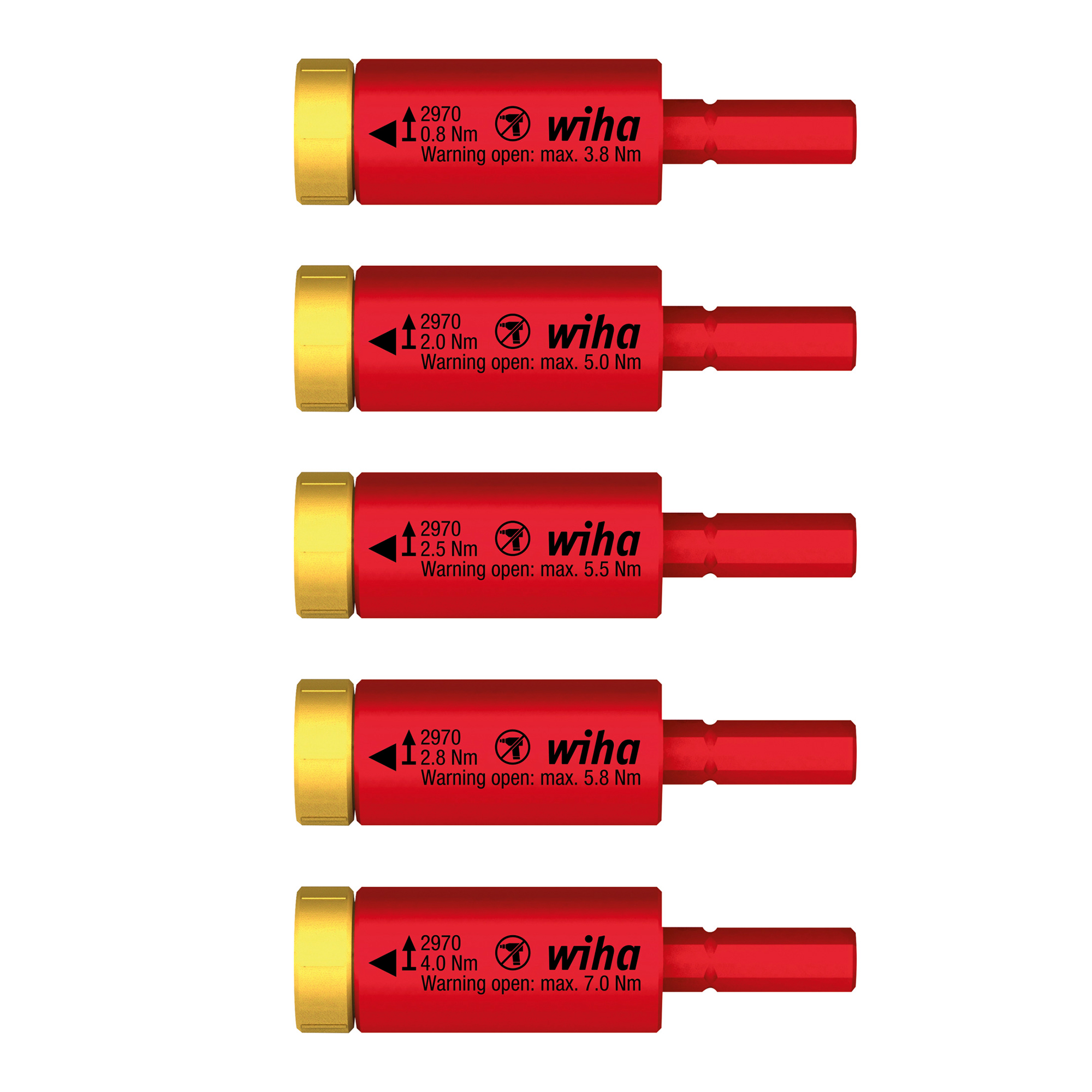 Набор адаптеров диэлектрических EasyTorque Electric VDE 0,8-4,0 Nm 5пр Wiha 29701S5 41479