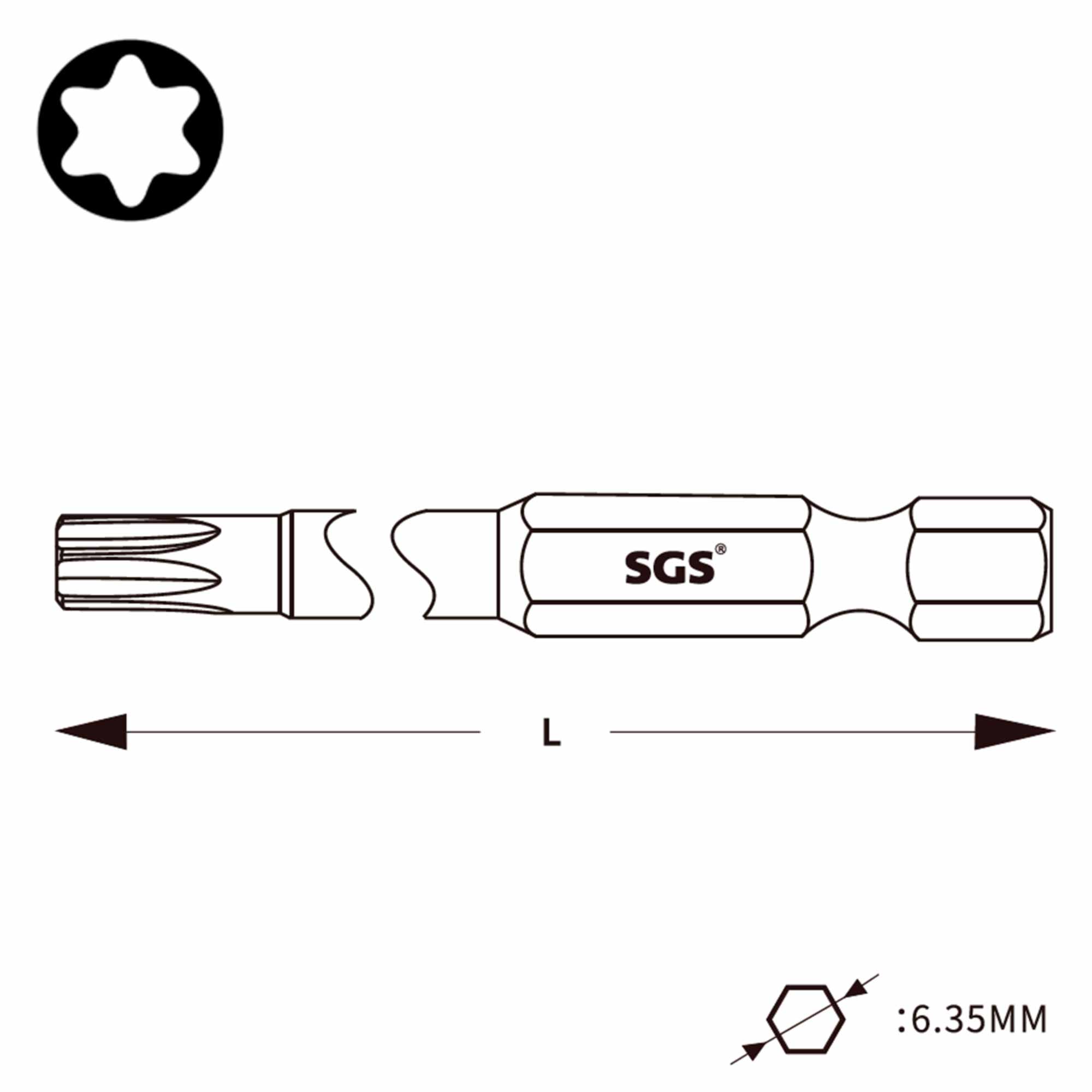 Бита SGS TORX T15х300мм S2 1шт 63300-T15