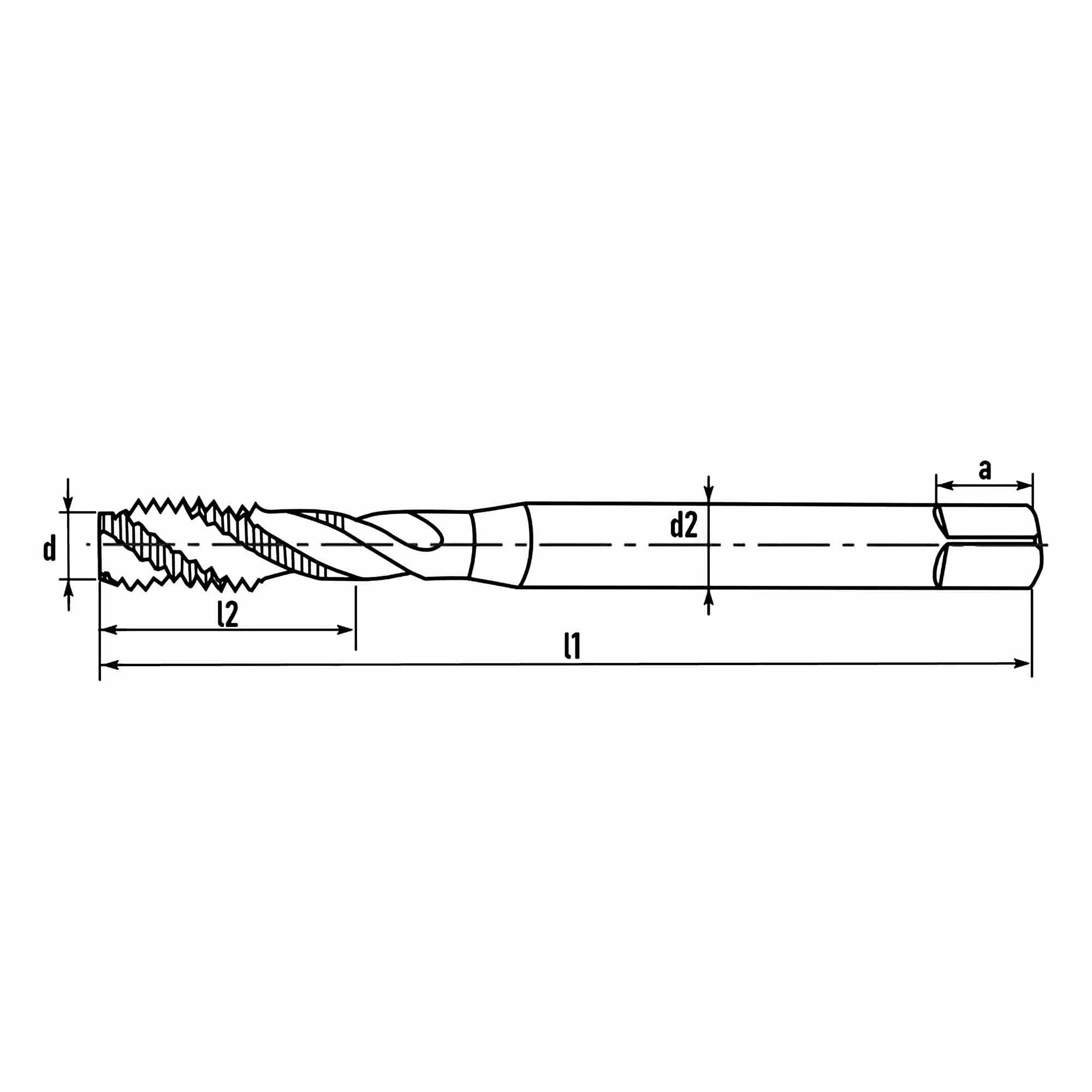 Метчик машинный удлиненный H-Tools М5х0,8 HSSE-TiN 6h C/2-3P R45 140мм 32142THT
