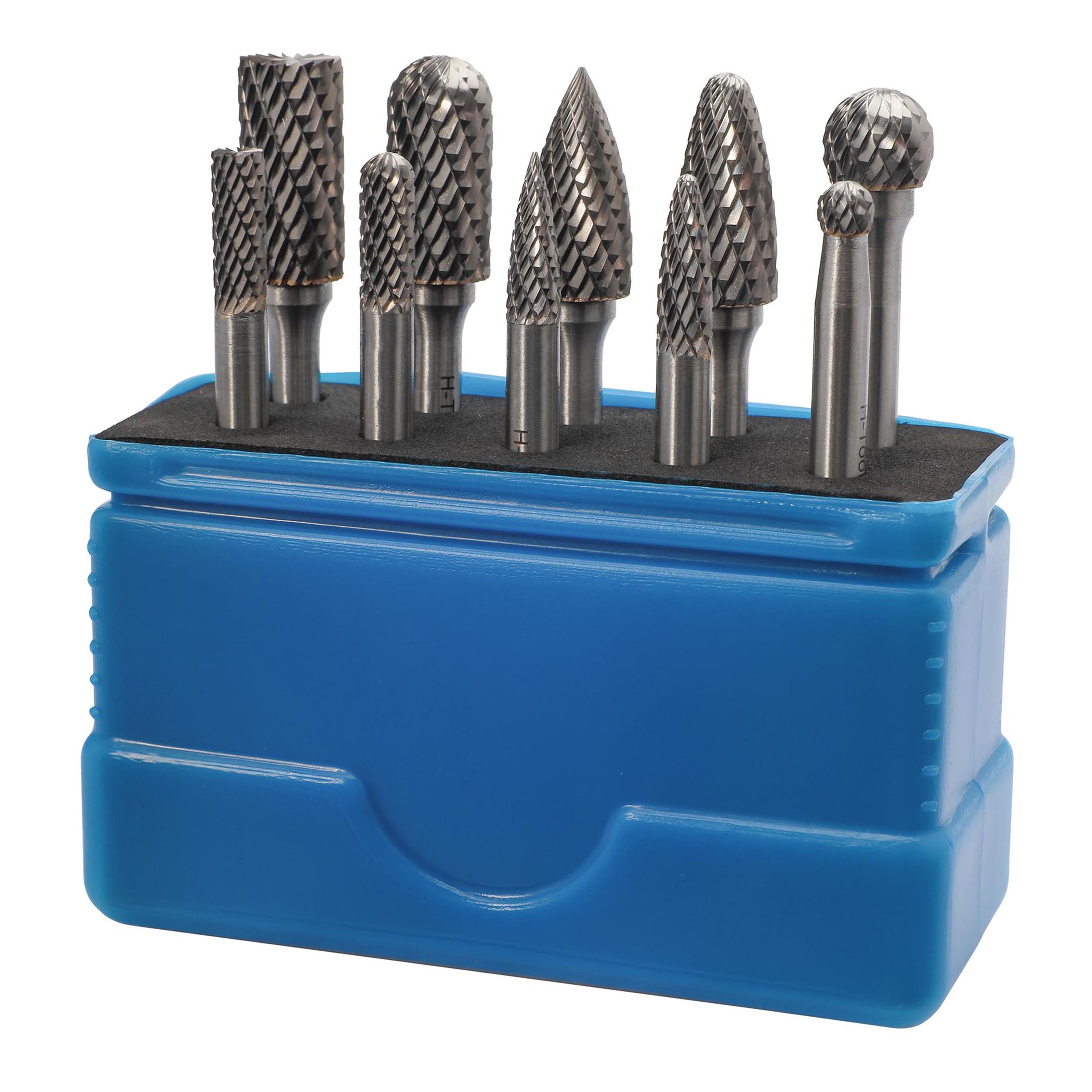Набор бор-фрез твердосплавных H-Tools 10шт HM S=6мм Mini-Box 116002HT