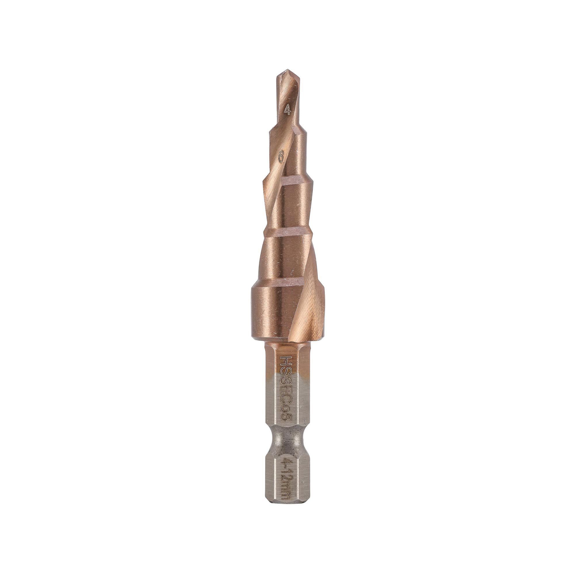 Сверло ступенчатое по металлу H-Tools 4-12мм HSSE-Co5 9ступ. L=65мм хв. 6-гр 1/4" 101050-9EHT