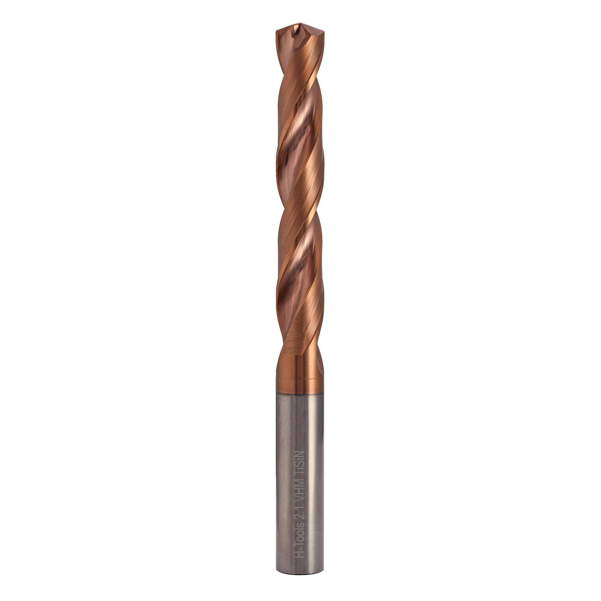 Сверло твердосплавное по металлу H-Tools 2,1x25/50мм VHM TiSiN h8 140° 8140-1021