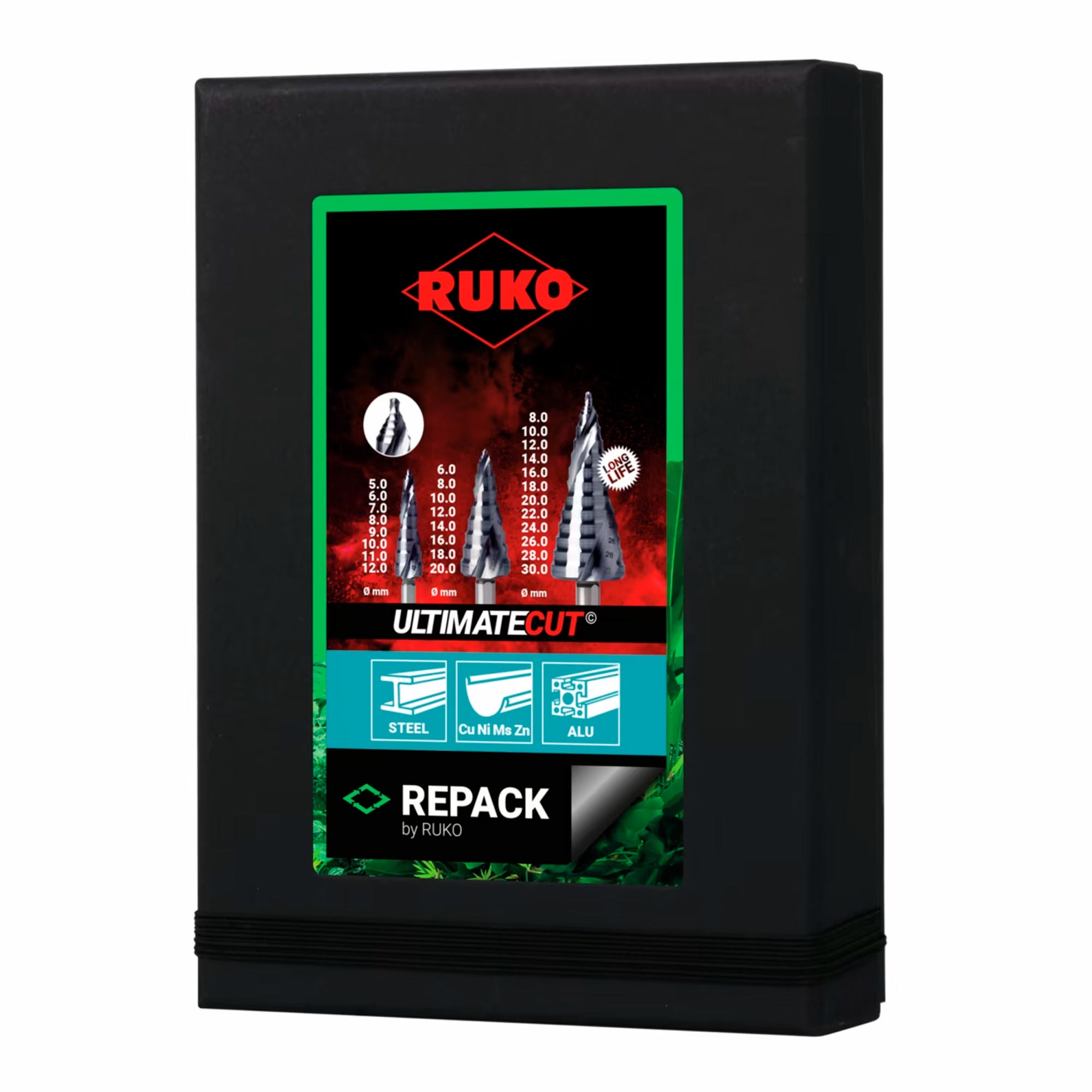 Набор ступенчатых сверл Ruko UltimateCUT 5-12/6-20/8-30мм HSS-G RUnaTEC 3шт 101626PRK