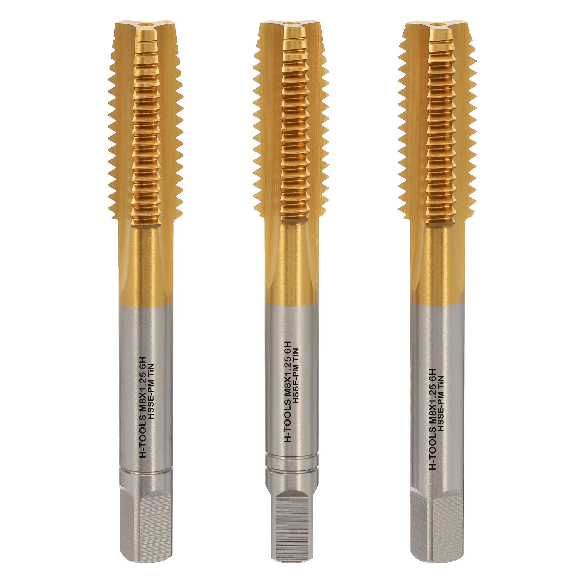 Набор метчиков 3шт H-Tools PRO HSSEPM-TiN DIN352 6HX М8х1,25 43HRC 230080PMHT