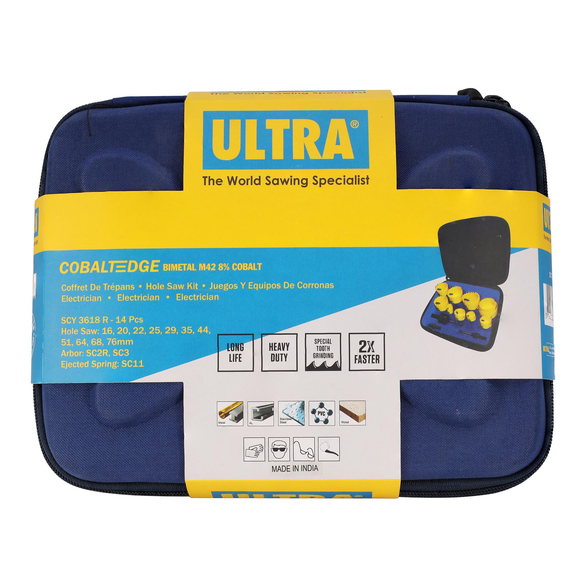 Набор коронок ULTRA Bi-metall 16-76мм HSSE-Co8 14пр SCY 3618R