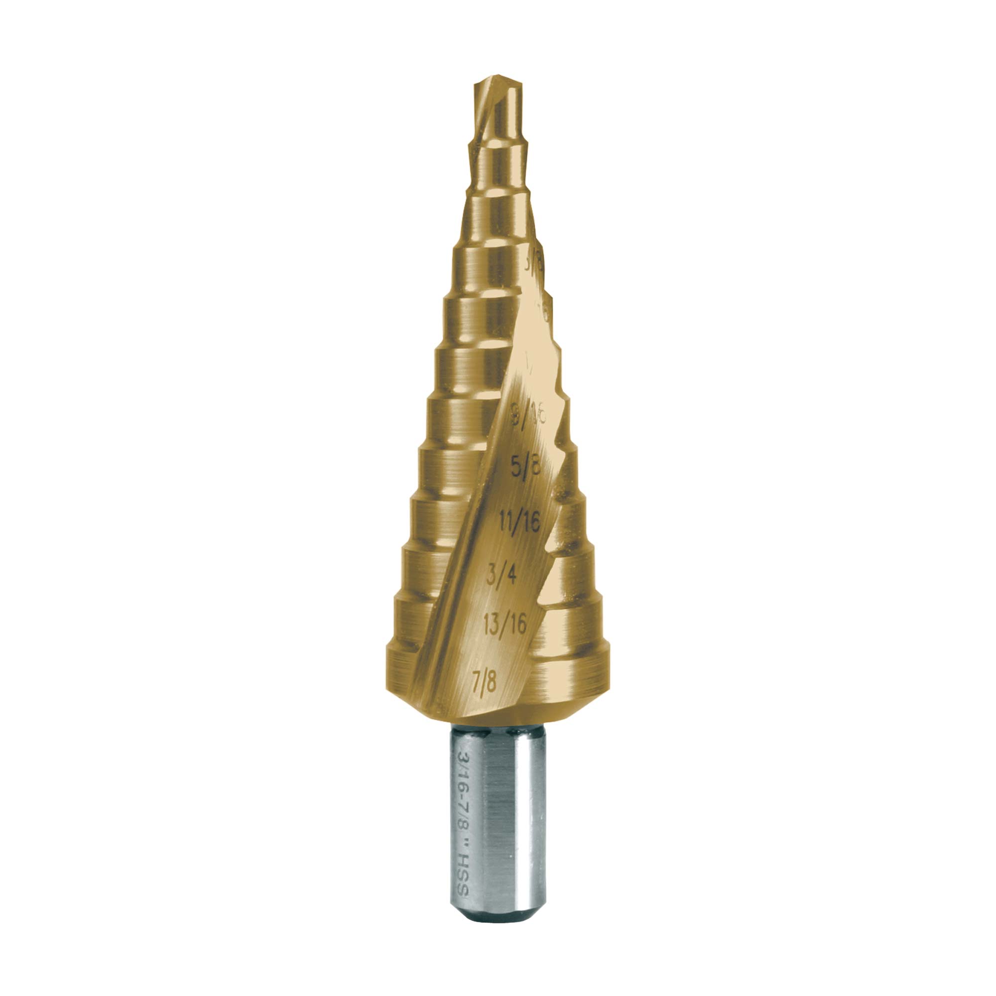 Сверло ступенчатое дюймовое Ruko 3/16-7/8" HSS-G TiN 12ступ. d=3/8" 101704T