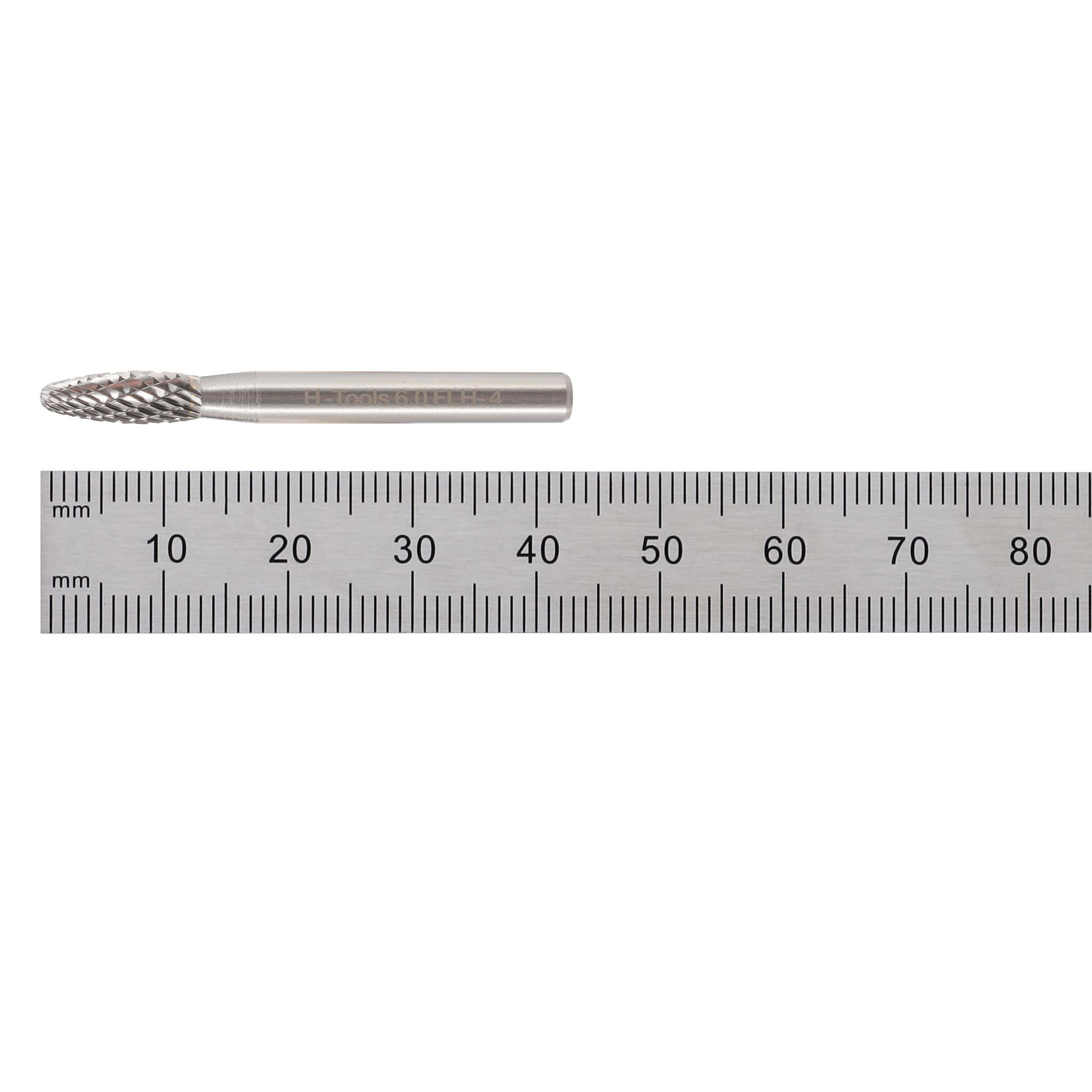 Бор-фреза твердосплавная H-Tools H(FLH) 6,0x13x43x6мм HM 116217HT