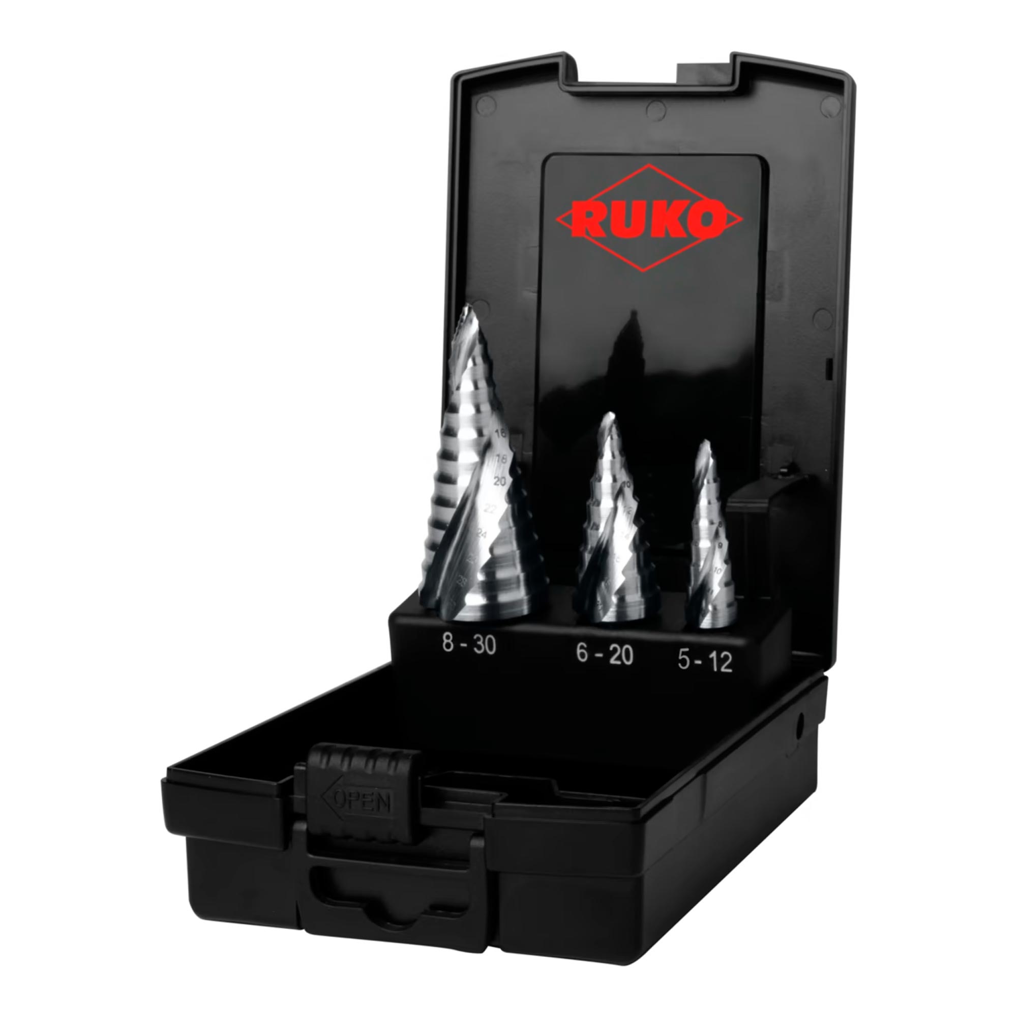 Набор ступенчатых сверл Ruko UltimateCUT 5-12/6-20/8-30мм HSS-G 3шт 101626RO