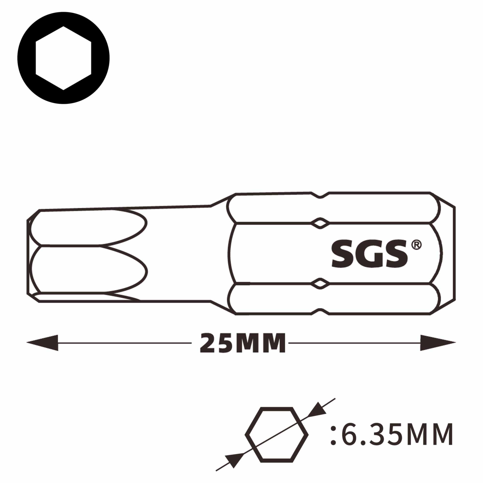 Бита шестигранная SGS HEX 5/16" 7,94х25мм S2 1шт 6325-H7.94