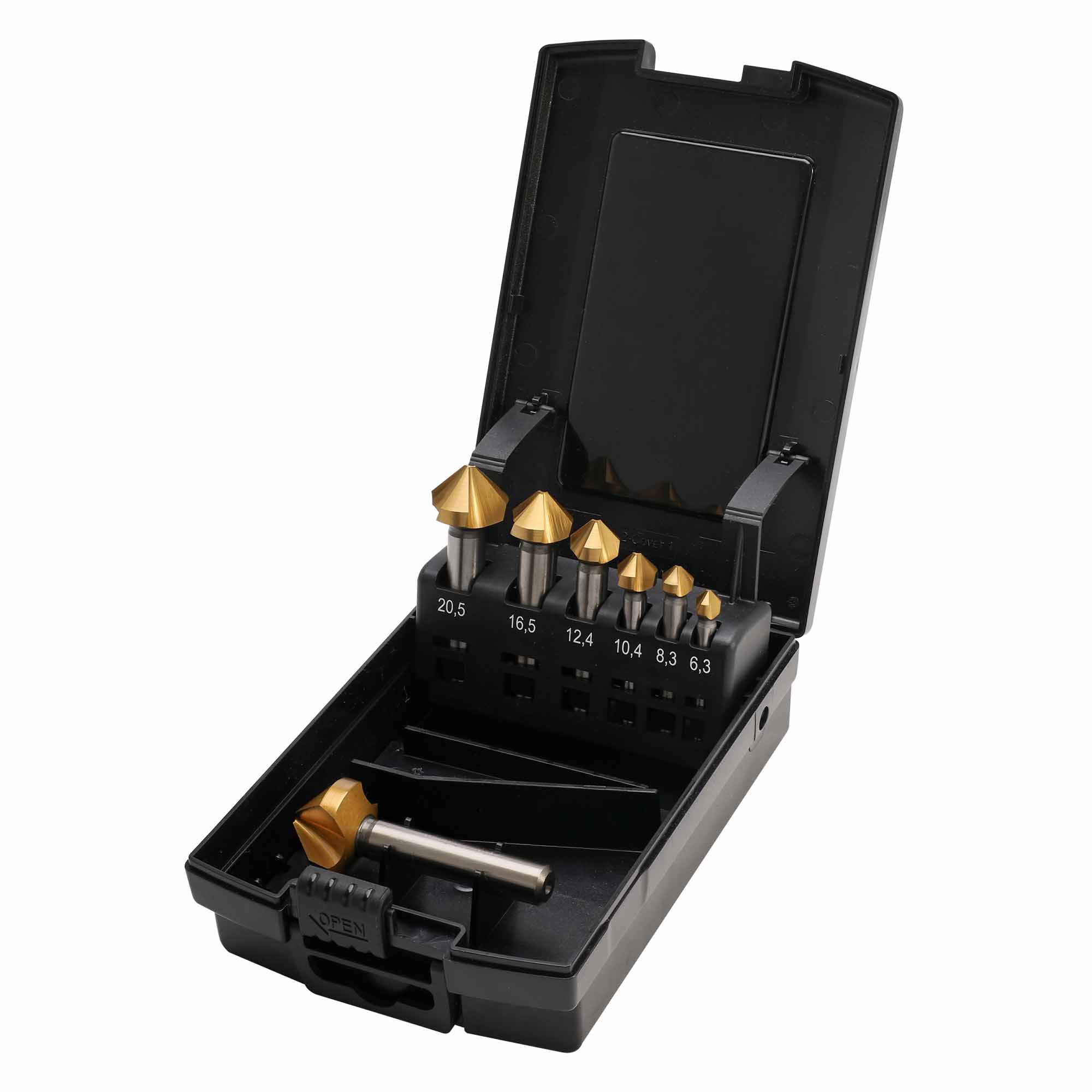 Набор зенковок по металлу MASTER-TOOL 90° 6,3-25мм 3z HSS-G TiN 7шт 102153TPRO