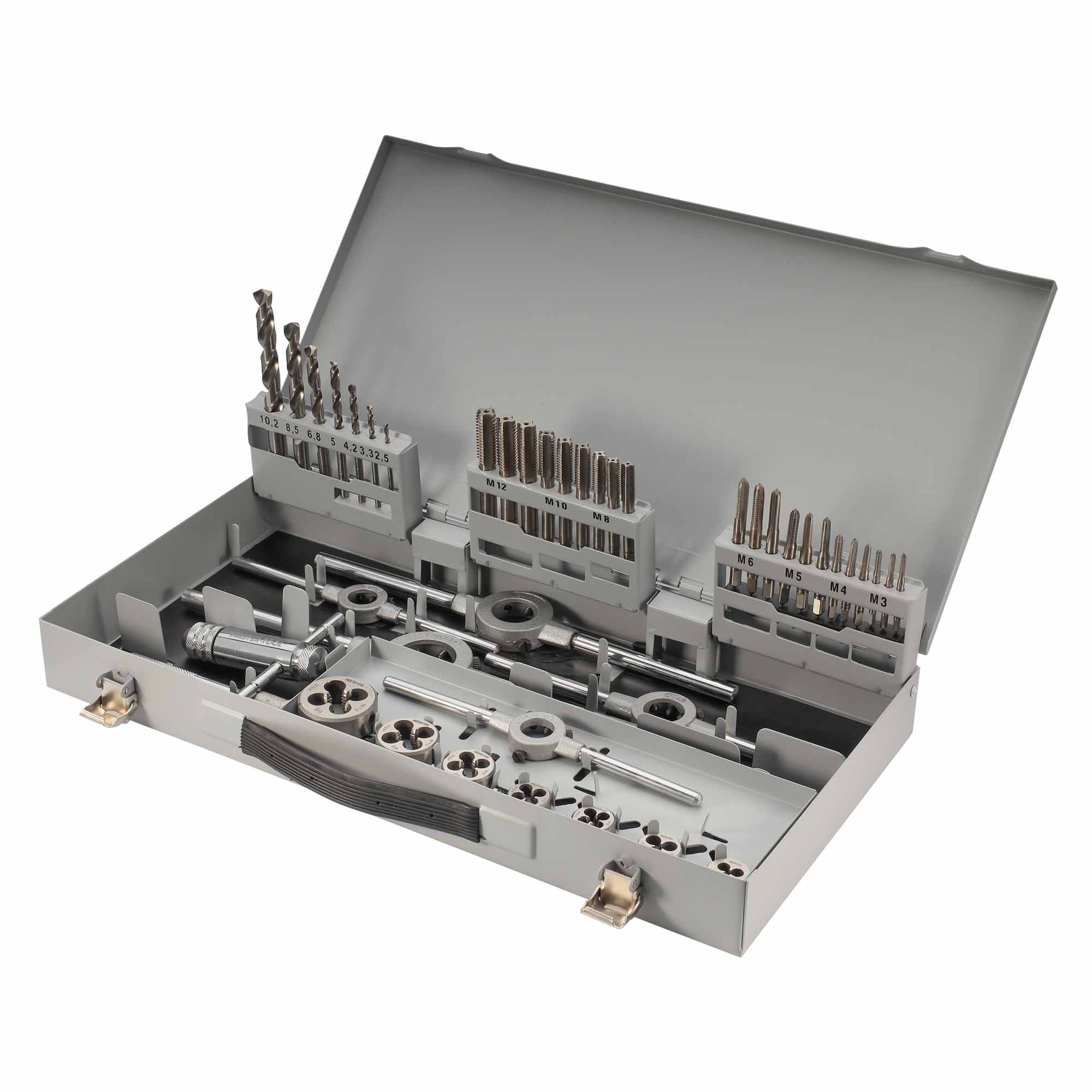 Набор метчиков и плашек MASTER-TOOL M3 -M12 HSS-G 45пр 1017501010002