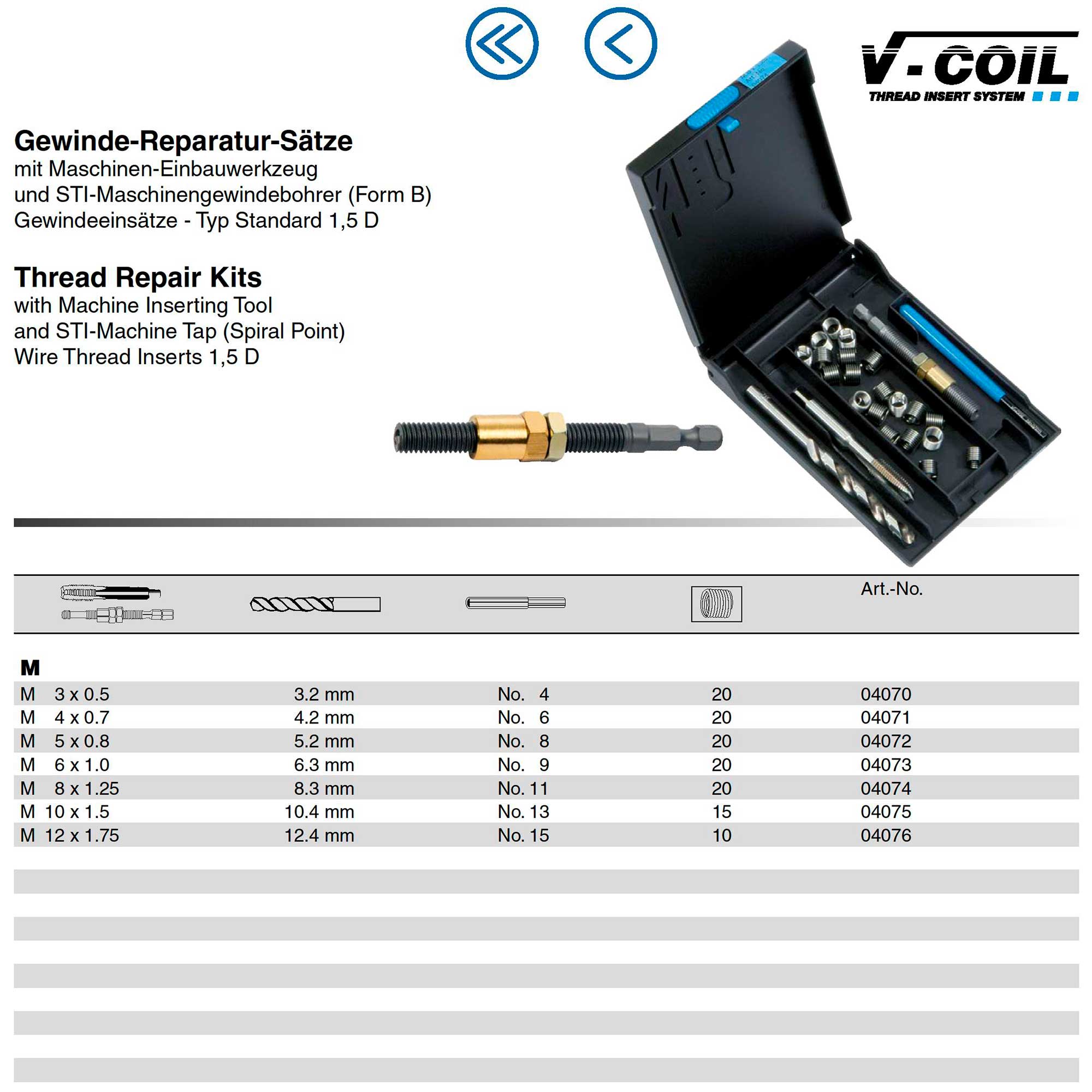 Набор для восстановления резьбы М 6,0х1,0 24пр V-Coil Machine Volkel 04073