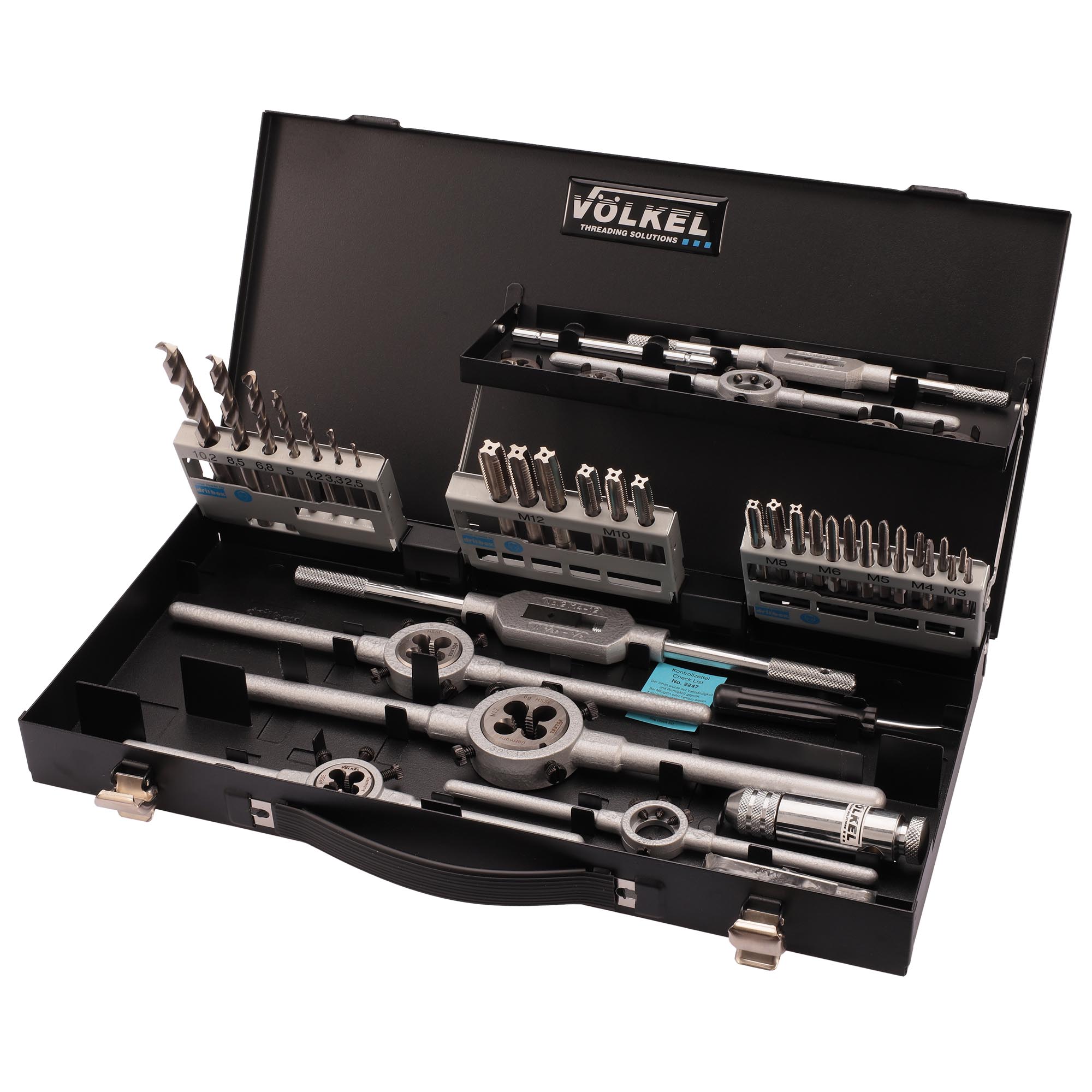 Набор метчиков и плашек Volkel M3-M12 HSSE 45пр 49151