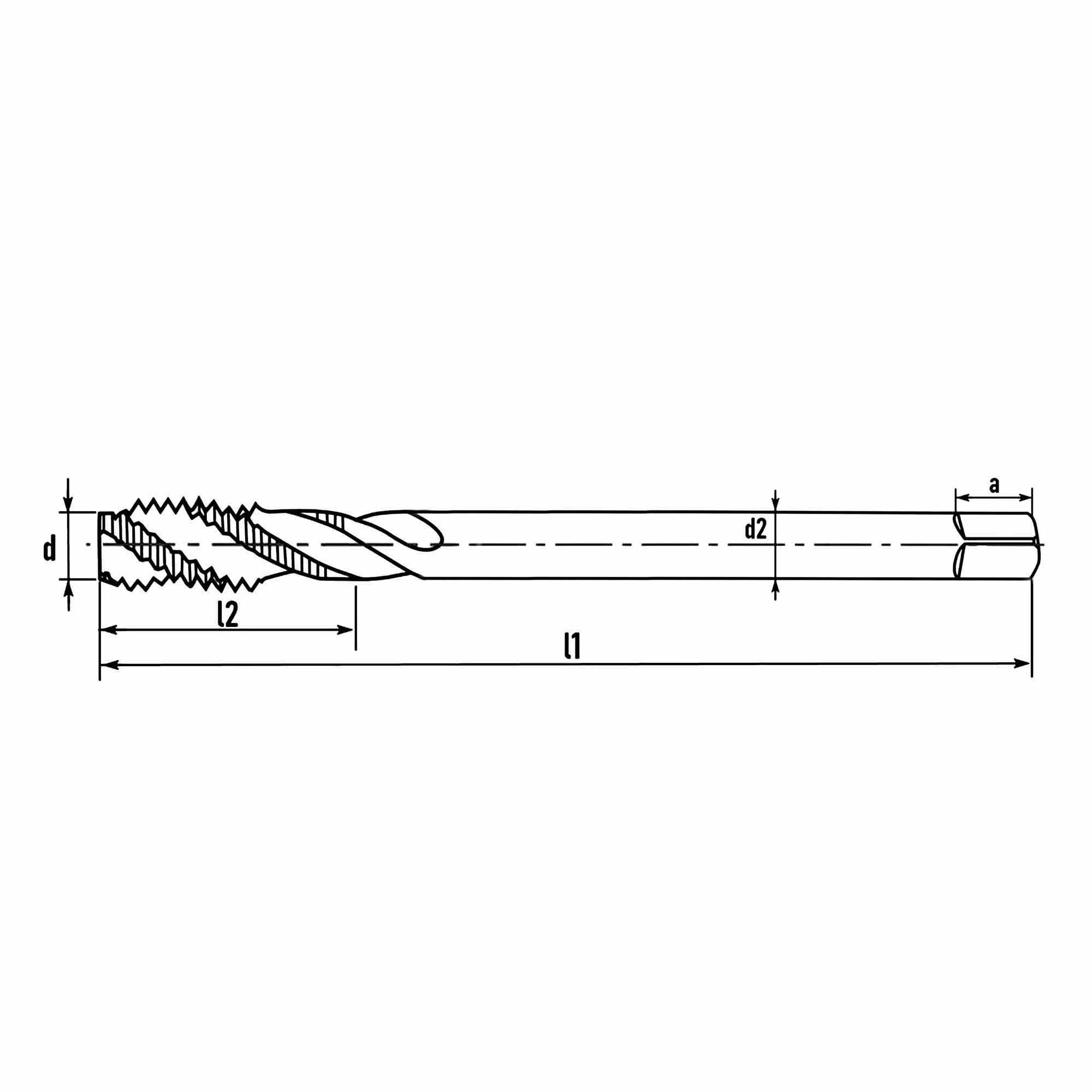 Метчик машинный удлиненный H-Tools М12х1,75 HSSE-TiN 6h C/2-3P R45 200мм 32186THT