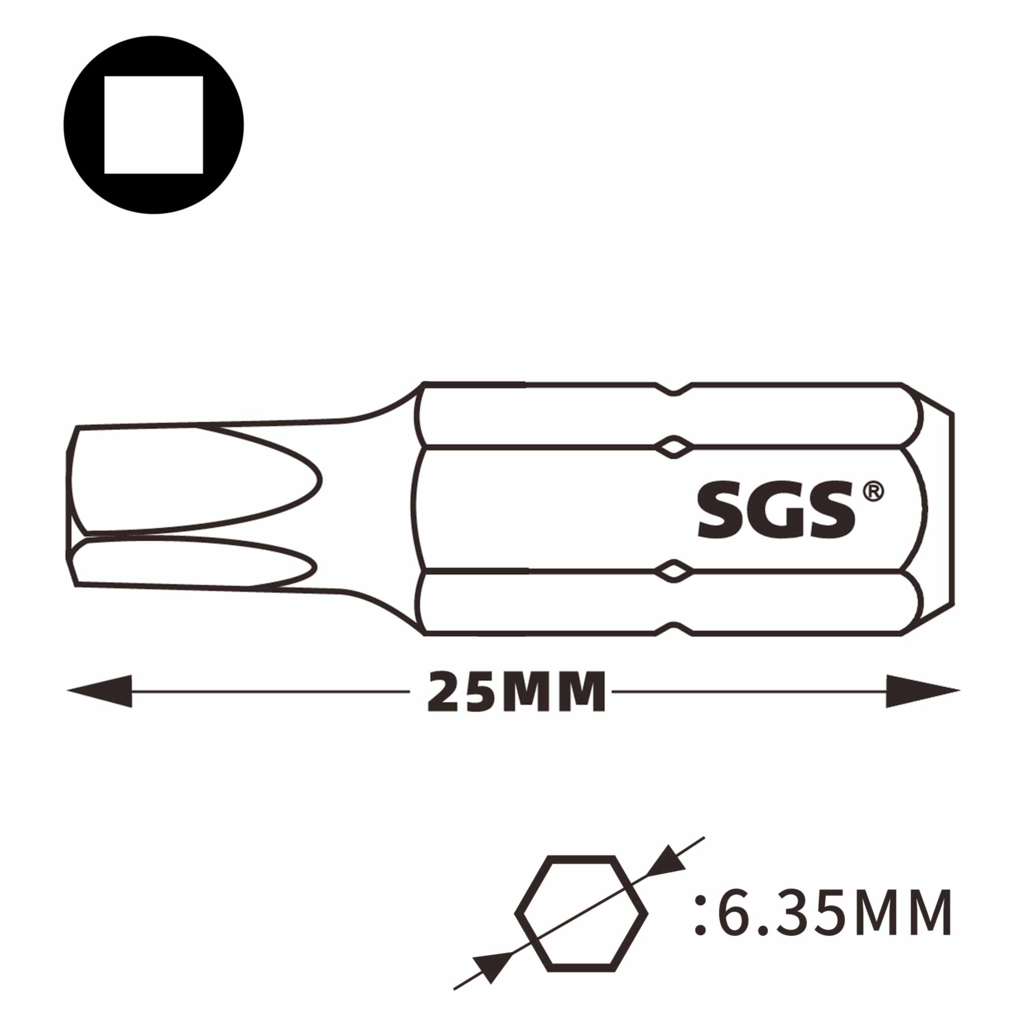 Бита ударная SGS Robertson SQ №4х25мм 6325SQ4-IB