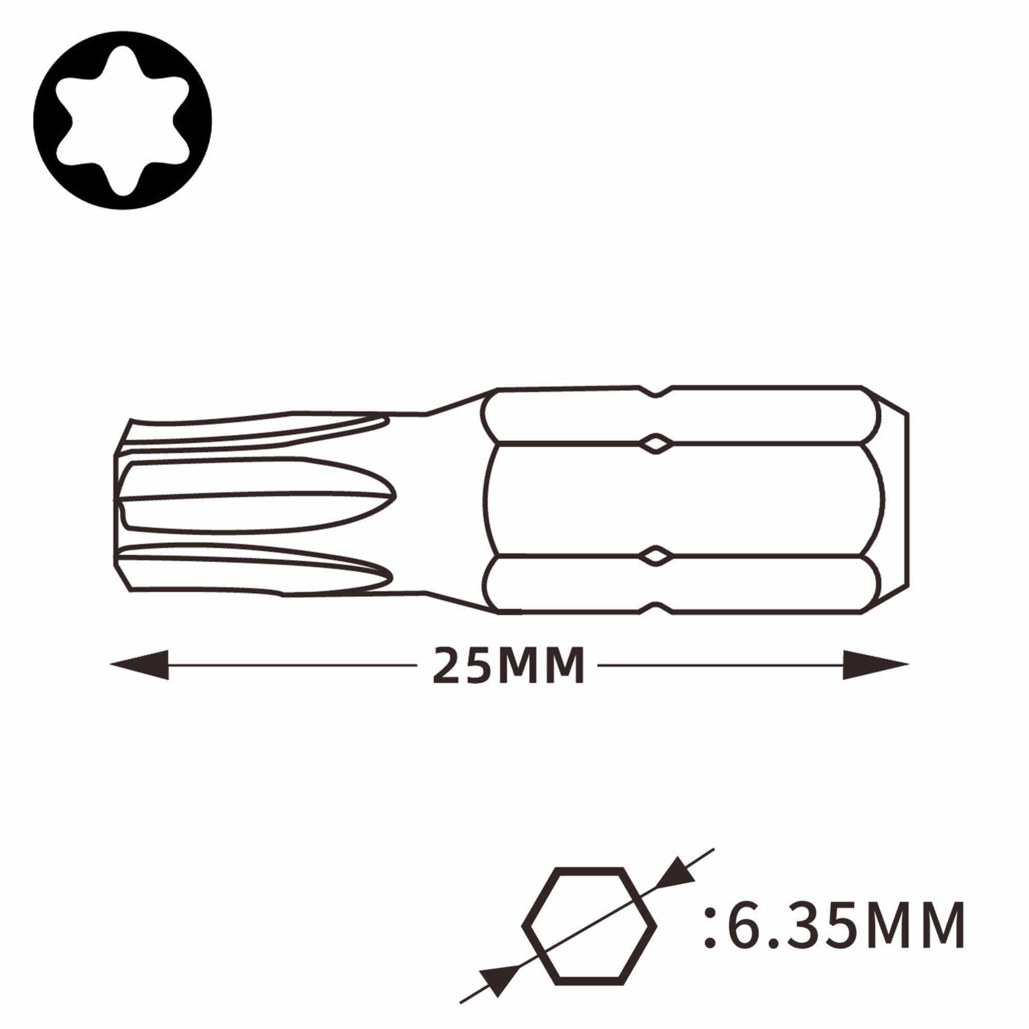Бита T25 х25мм TORX Wiha 7015Z 01719 (K)