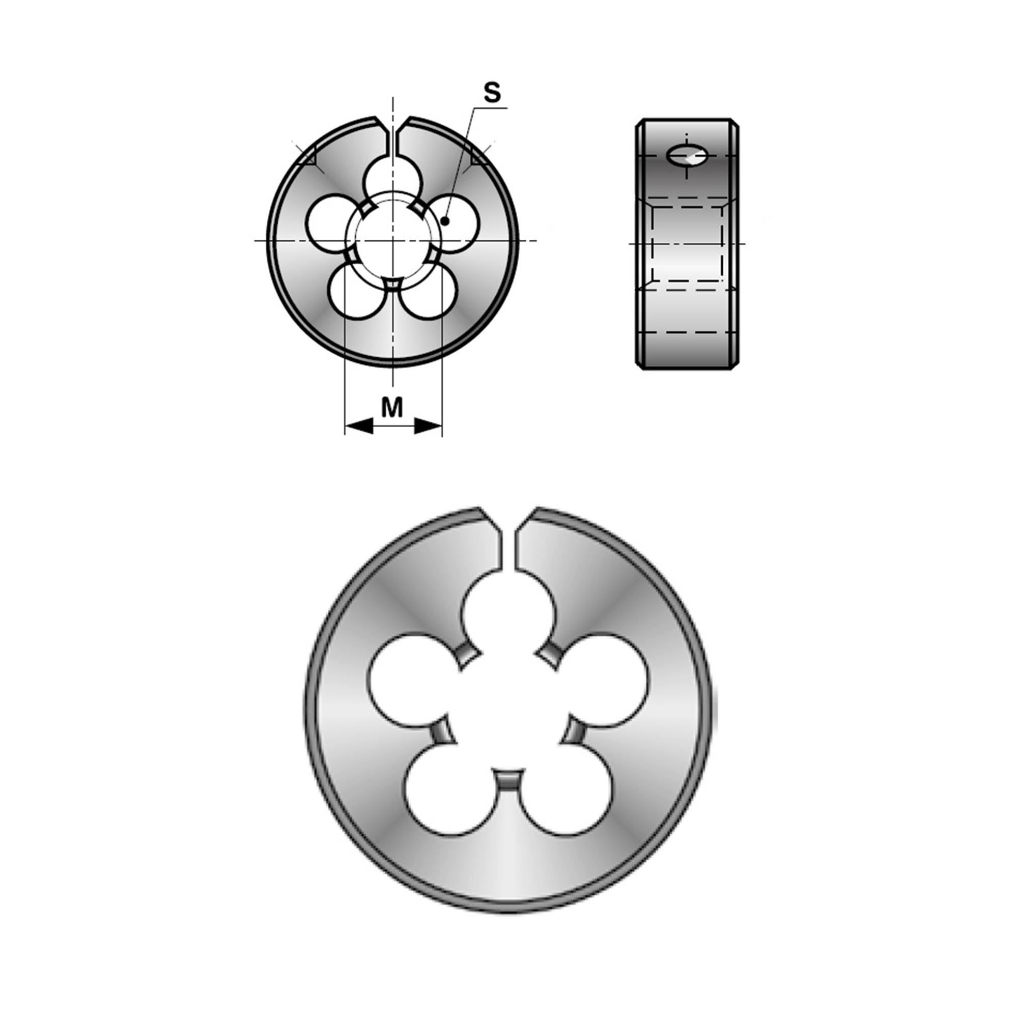 Плашка разрезная Bucovice Tools UNF 9/16"-18 HSS 2A 50,8x15,9мм 446916E