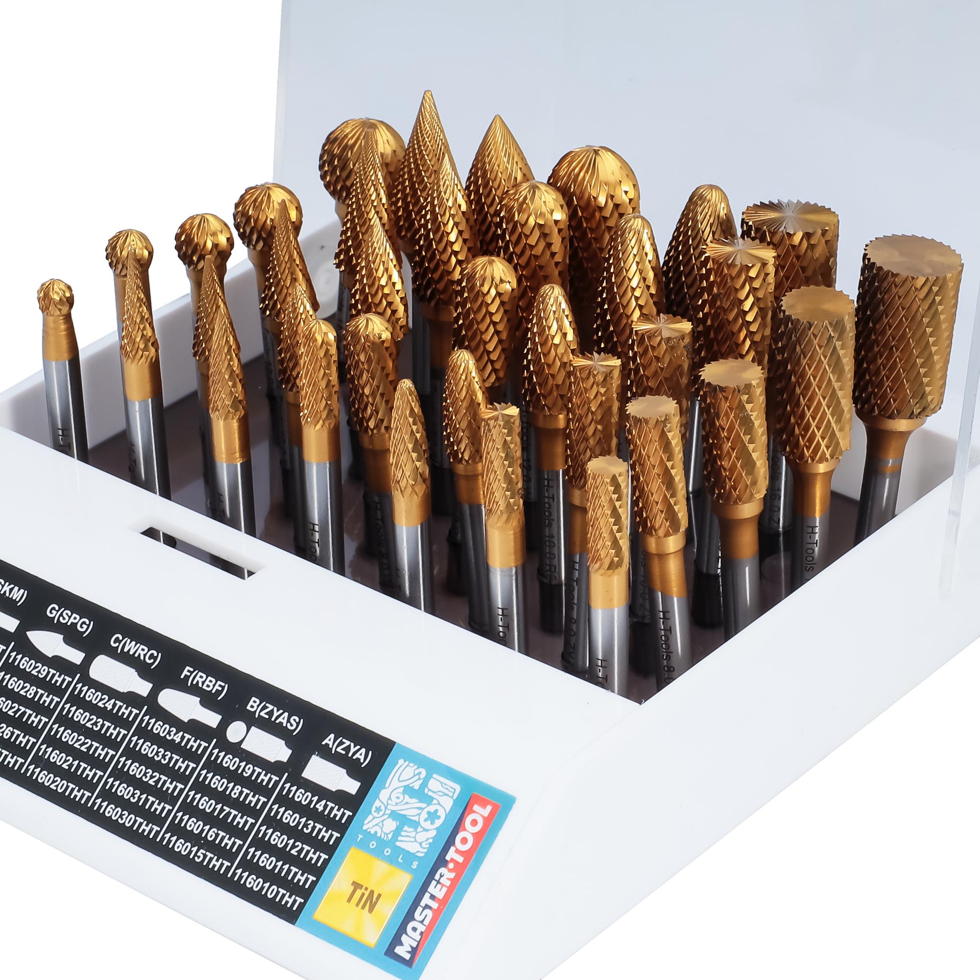 Набор бор-фрез твердосплавных H-Tools 35шт HM TiN S=6мм 116008THT
