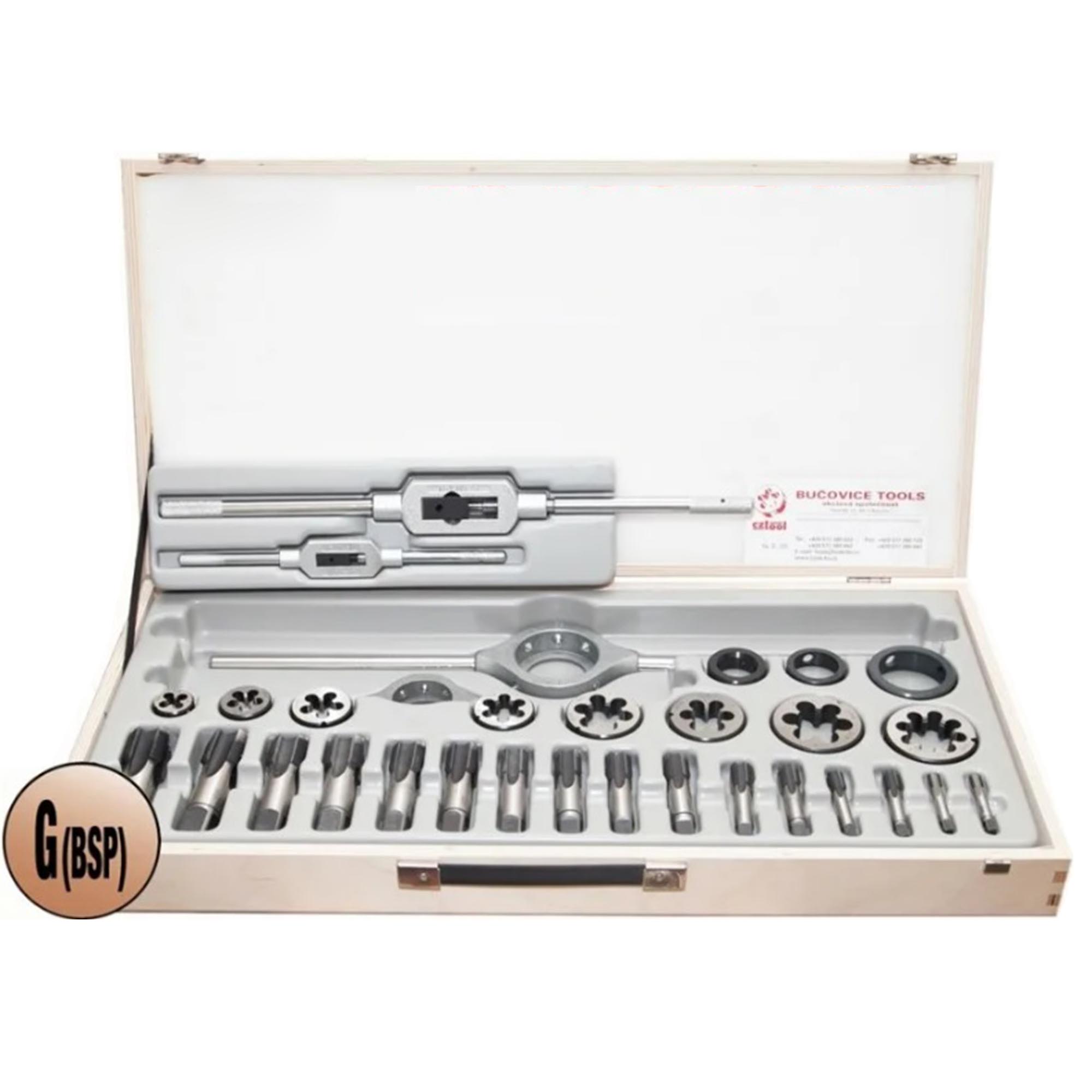 Набор метчиков и плашек Bucovice Tools G(BSP) 1/8"-1,0" HSS 31пр 340100