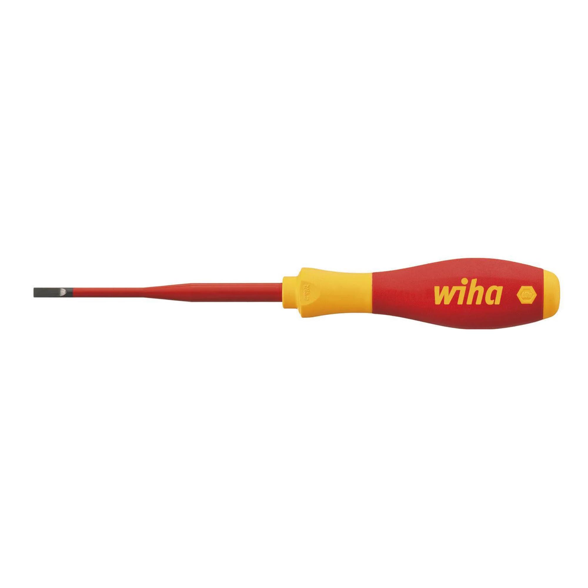 Отвертка диэлектрическая SoftFinish Electric SlimFix SL4,5х1,0х125мм Wiha 3201 39561 (SB)