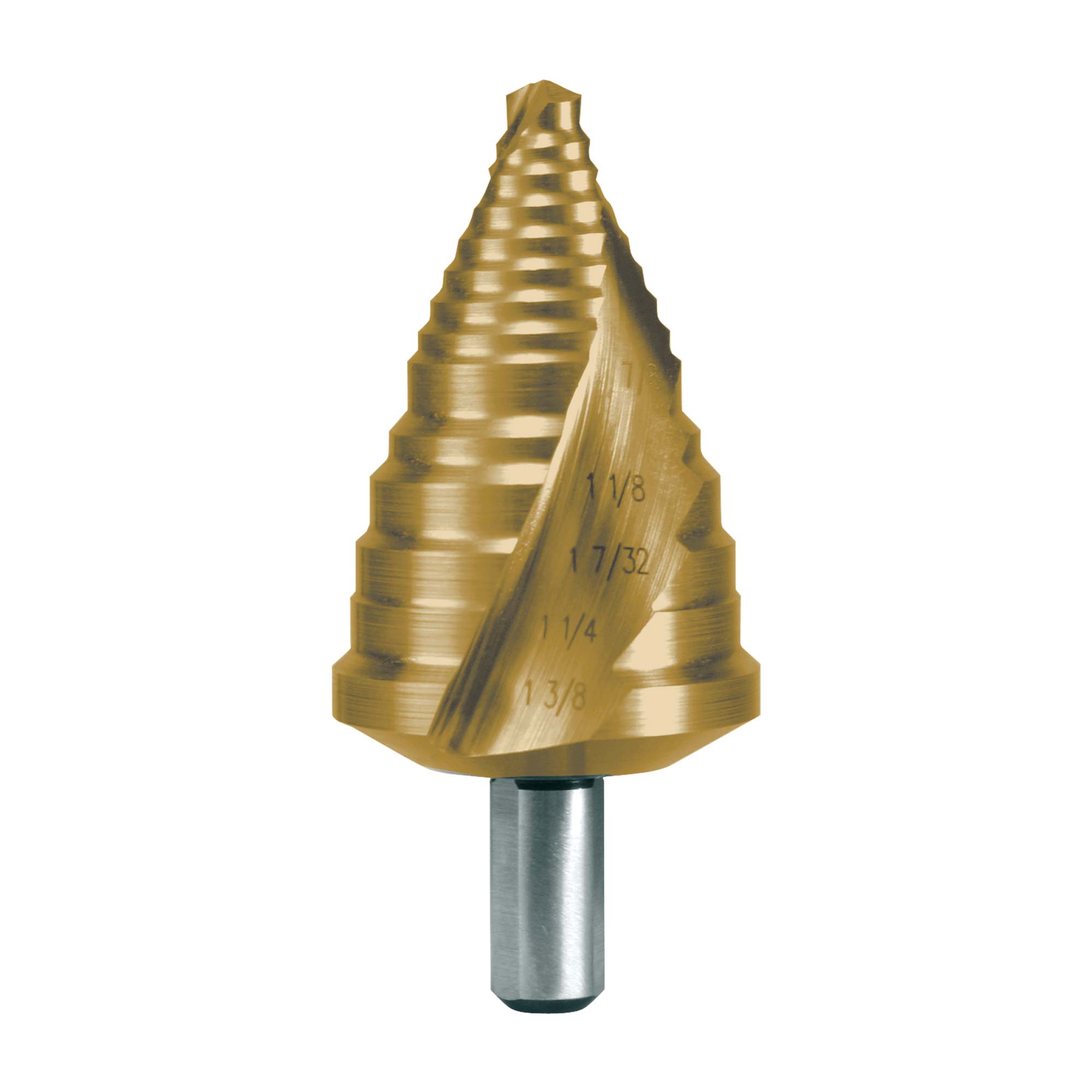 Сверло ступенчатое дюймовое Ruko 7/8-1,3/8" HSS-G TiN 5ступ. d=3/8" 101706T