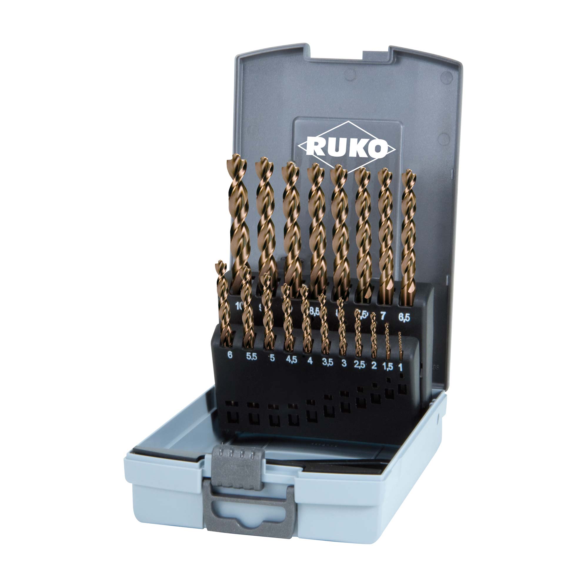 Набор сверл по металлу Ruko 1-10мм 19шт HSS-G 130° Turbo DIN338 214614RO