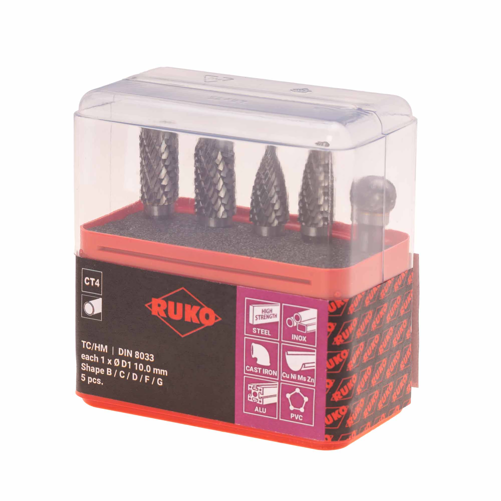 Набор бор-фрез твердосплавных Ruko 5шт HM S=6мм Mini-Box 116004