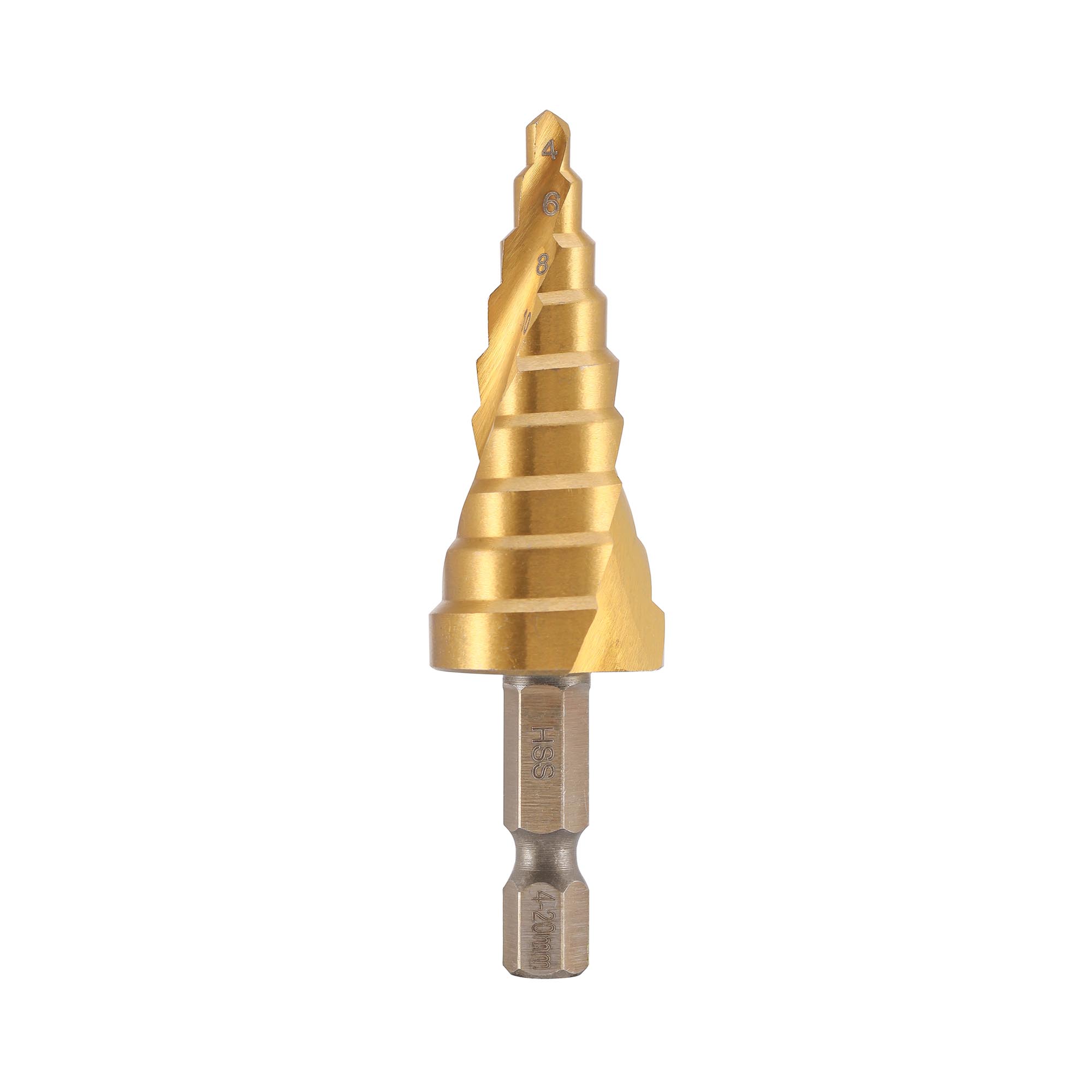 Сверло ступенчатое по металлу H-Tools 4-20мм HSS-G 9ступ. L=75мм хв. 6-гр 1/4" 101051TXHT
