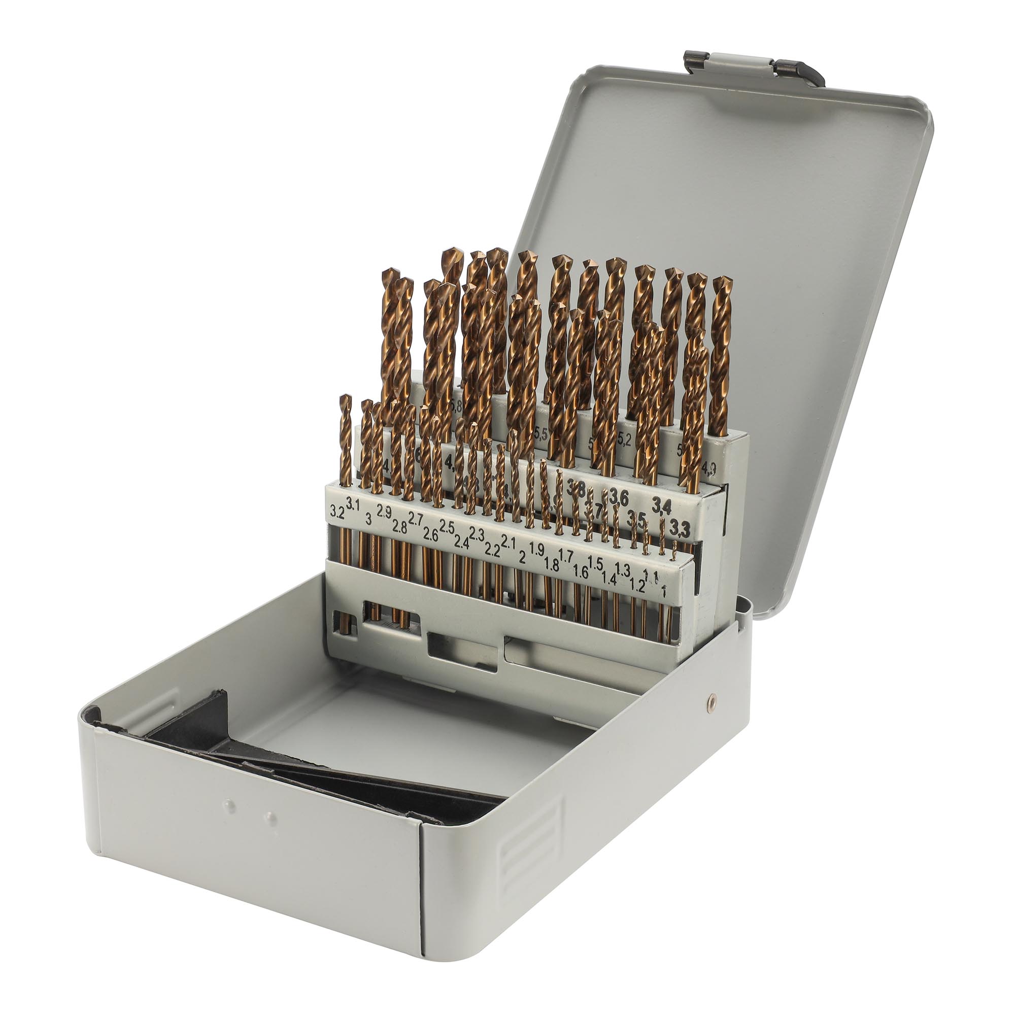 Набор сверл по металлу H-Tools 1-5,9мм 50шт HSSE-Co5 135° DIN338 08347400