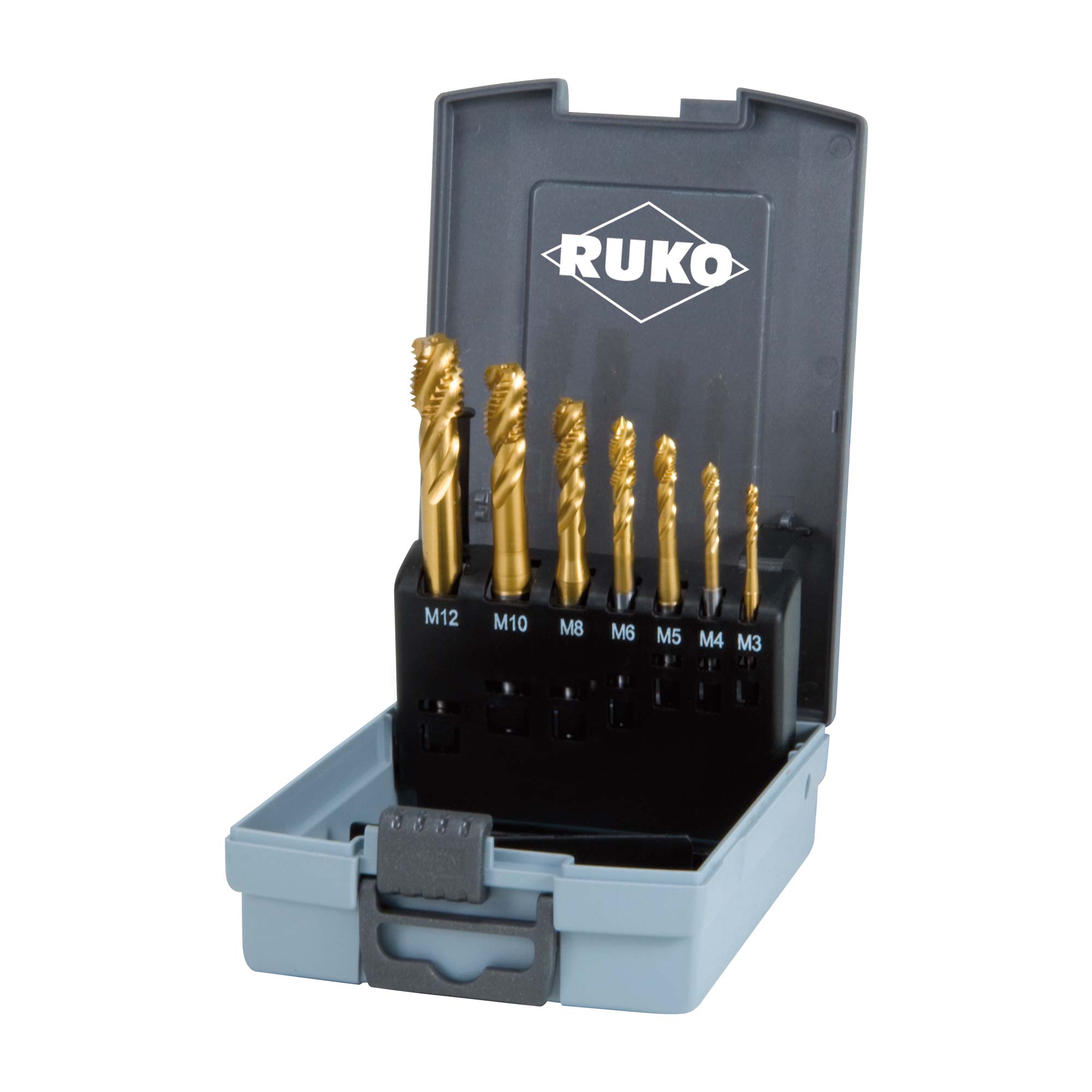 Набор машинных метчиков Ruko M3-M12 HSS-TiN DIN371/376 7пр 245066RO