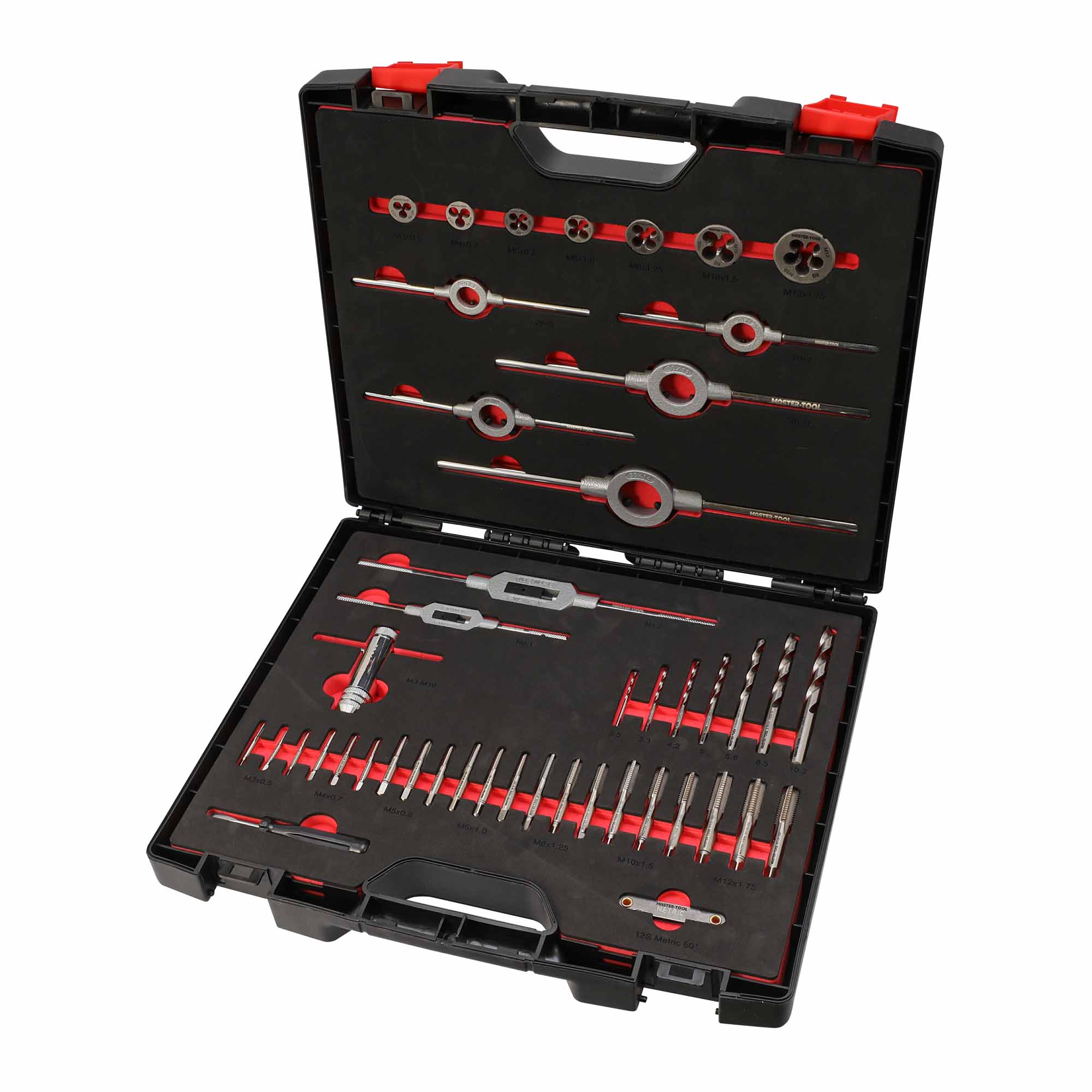 Набор метчиков и плашек MASTER-TOOL M3 -M12 HSS-G 45пр 1014901010002